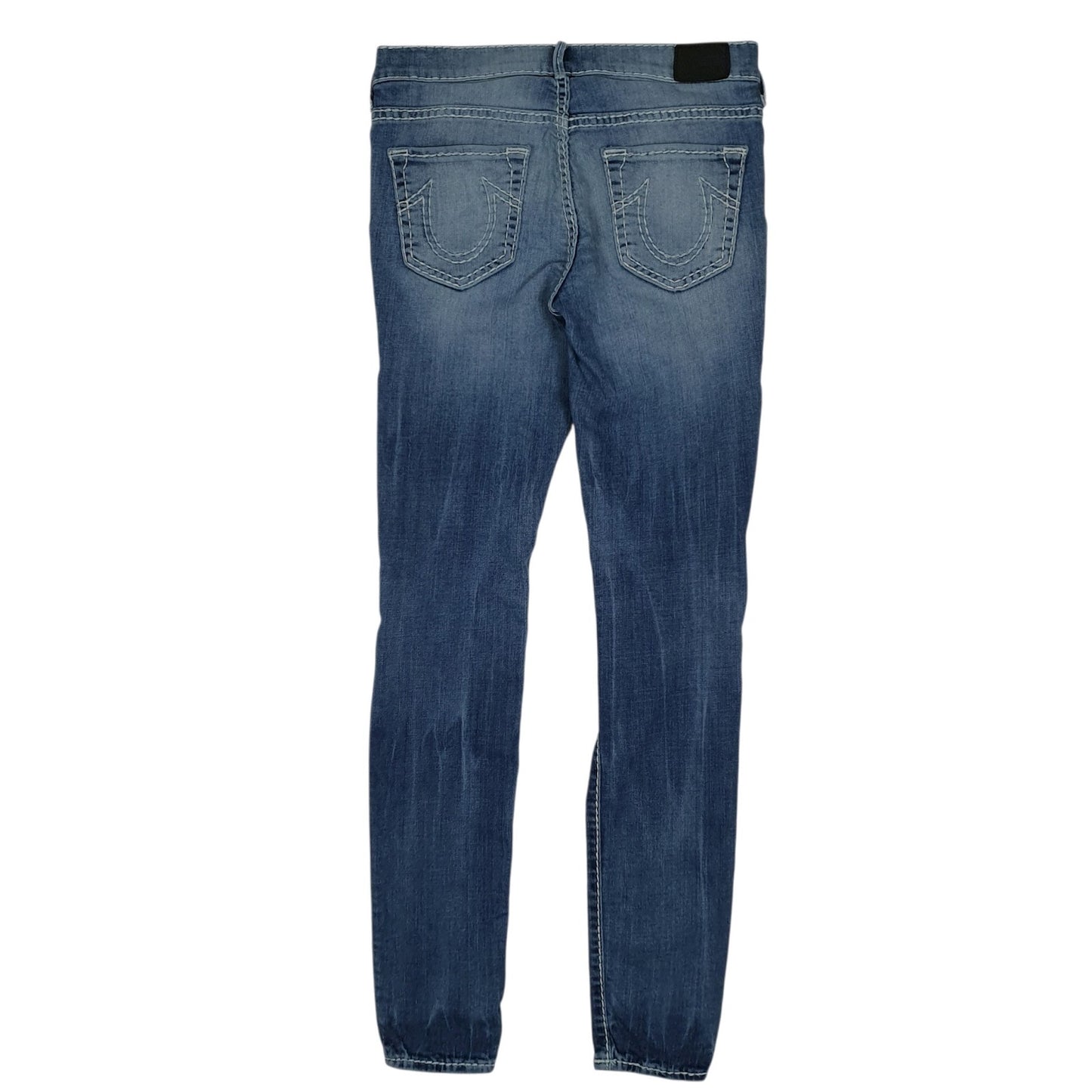 Womens Blue True Religion Distressed Mid Rise  Jeans