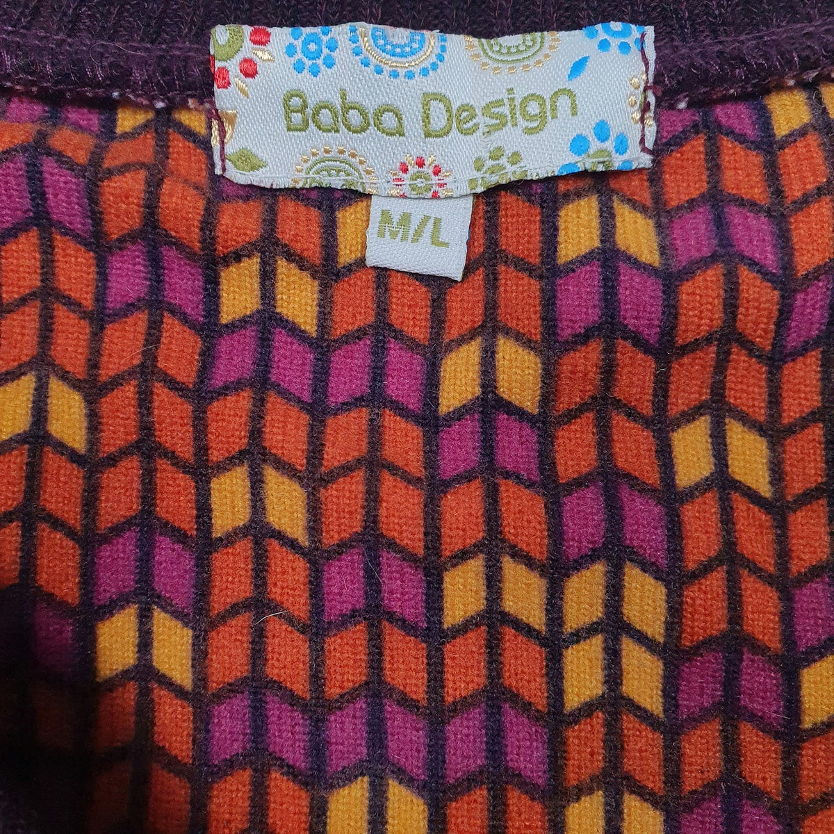 Womens Orange Baba Design  V Neck Jumper
