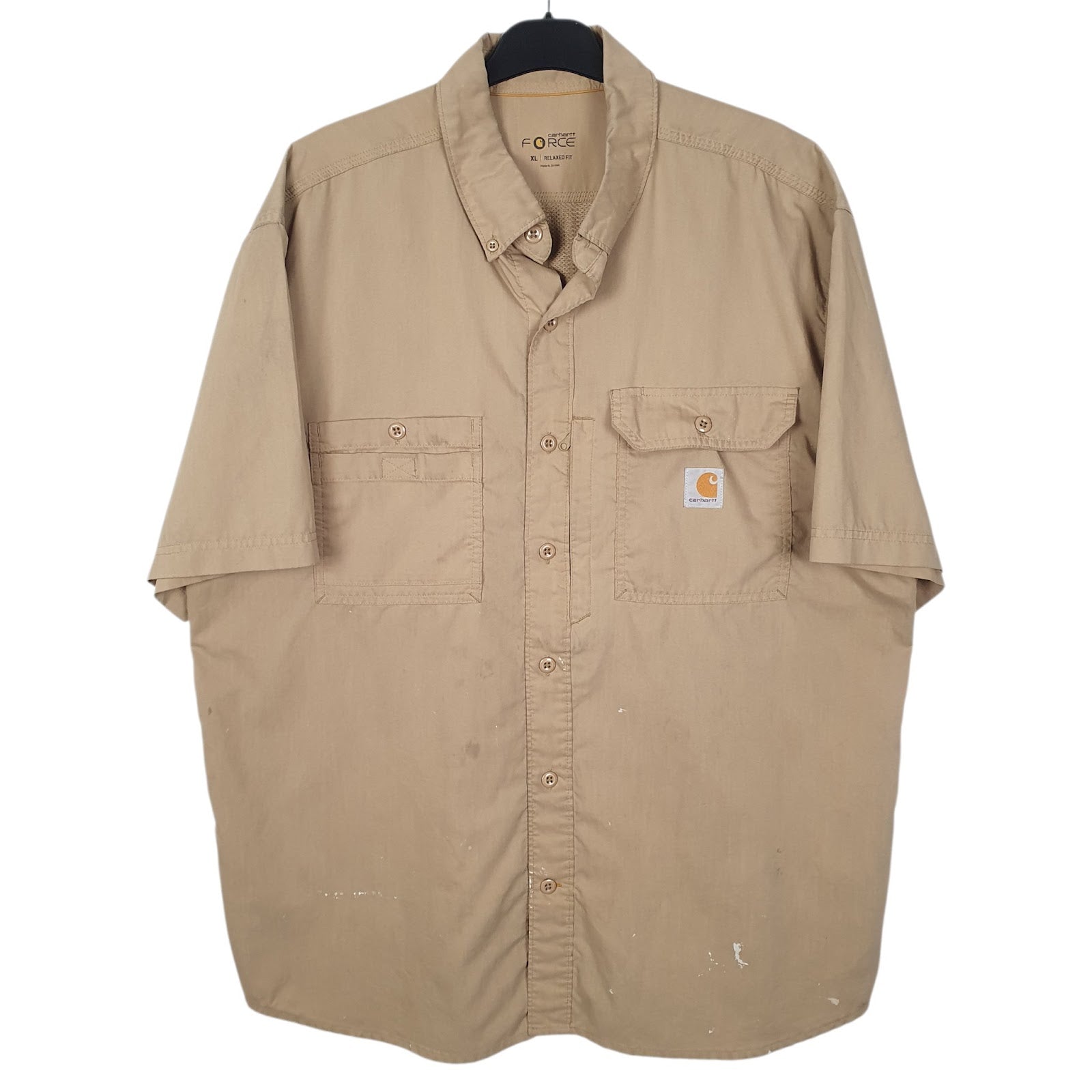 Mens Brown Carhartt Force Short Sleeve Shirt