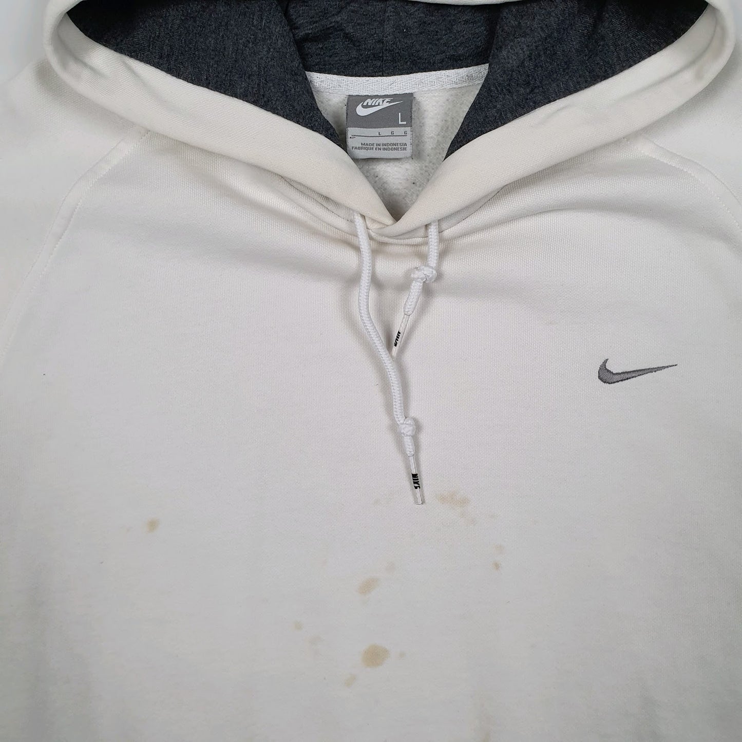 Mens White Nike Vintage 2000s Hoodie Jumper