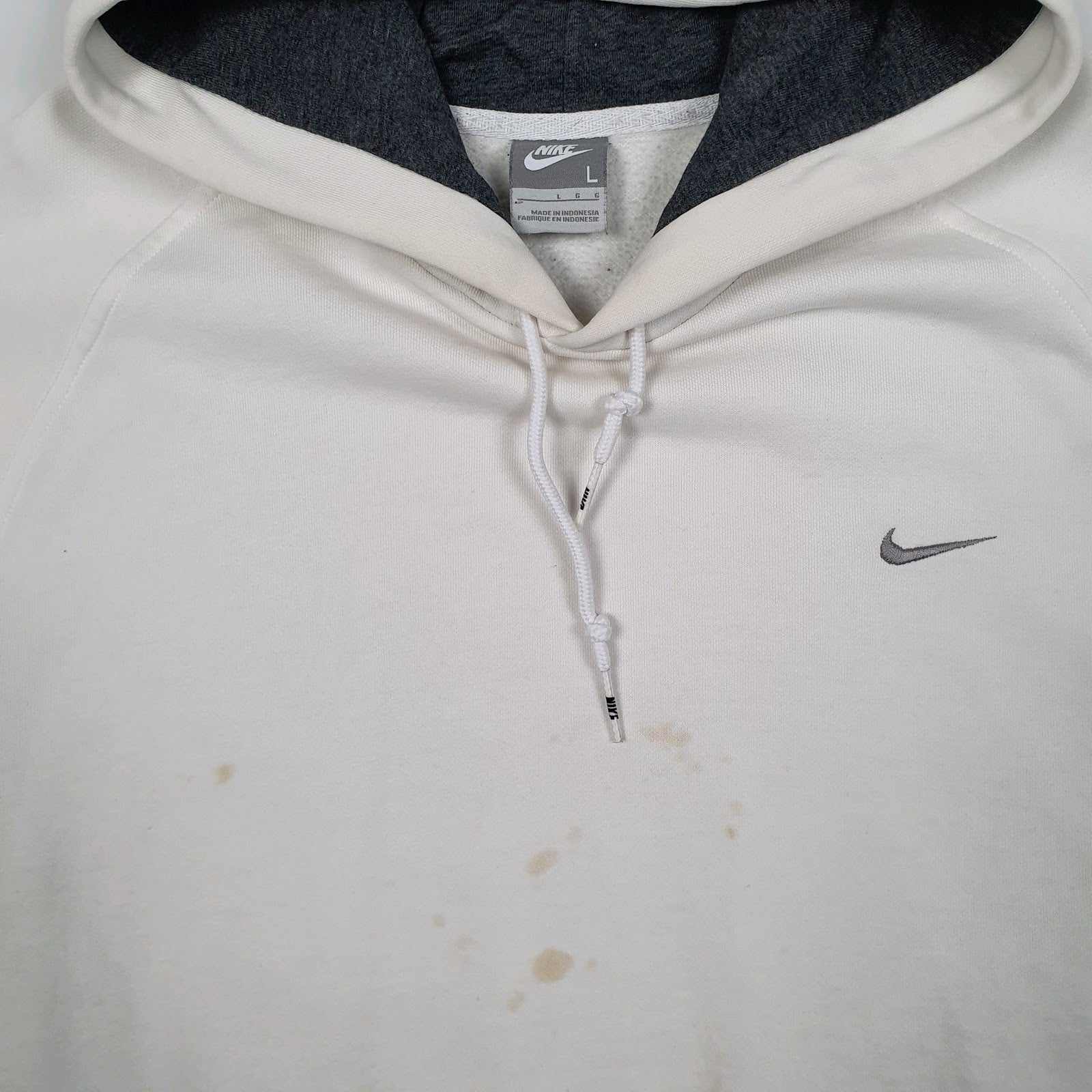 Mens White Nike Vintage 2000s Hoodie Jumper