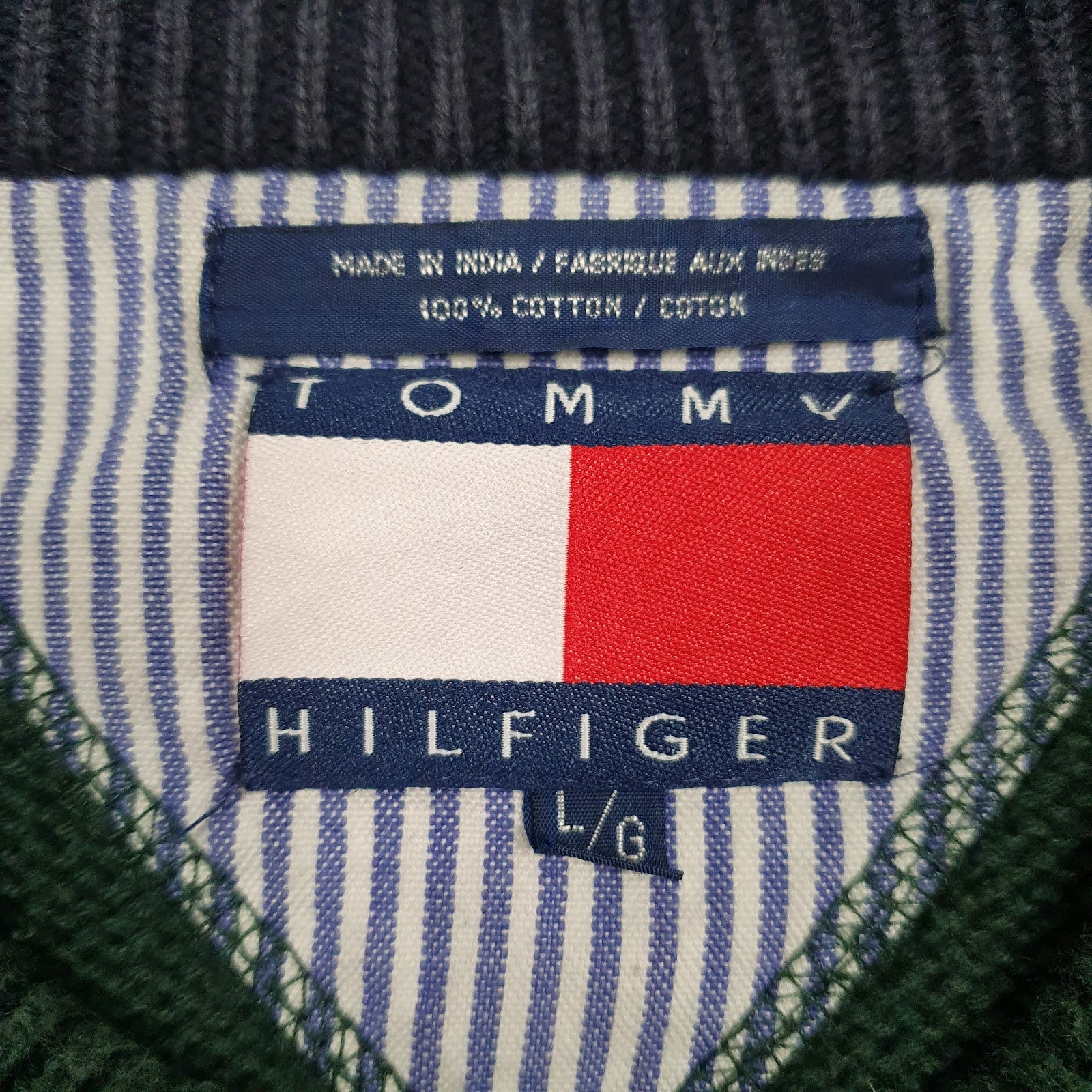 Mens Green Tommy Hilfiger Vintage Knitwear Crewneck Jumper