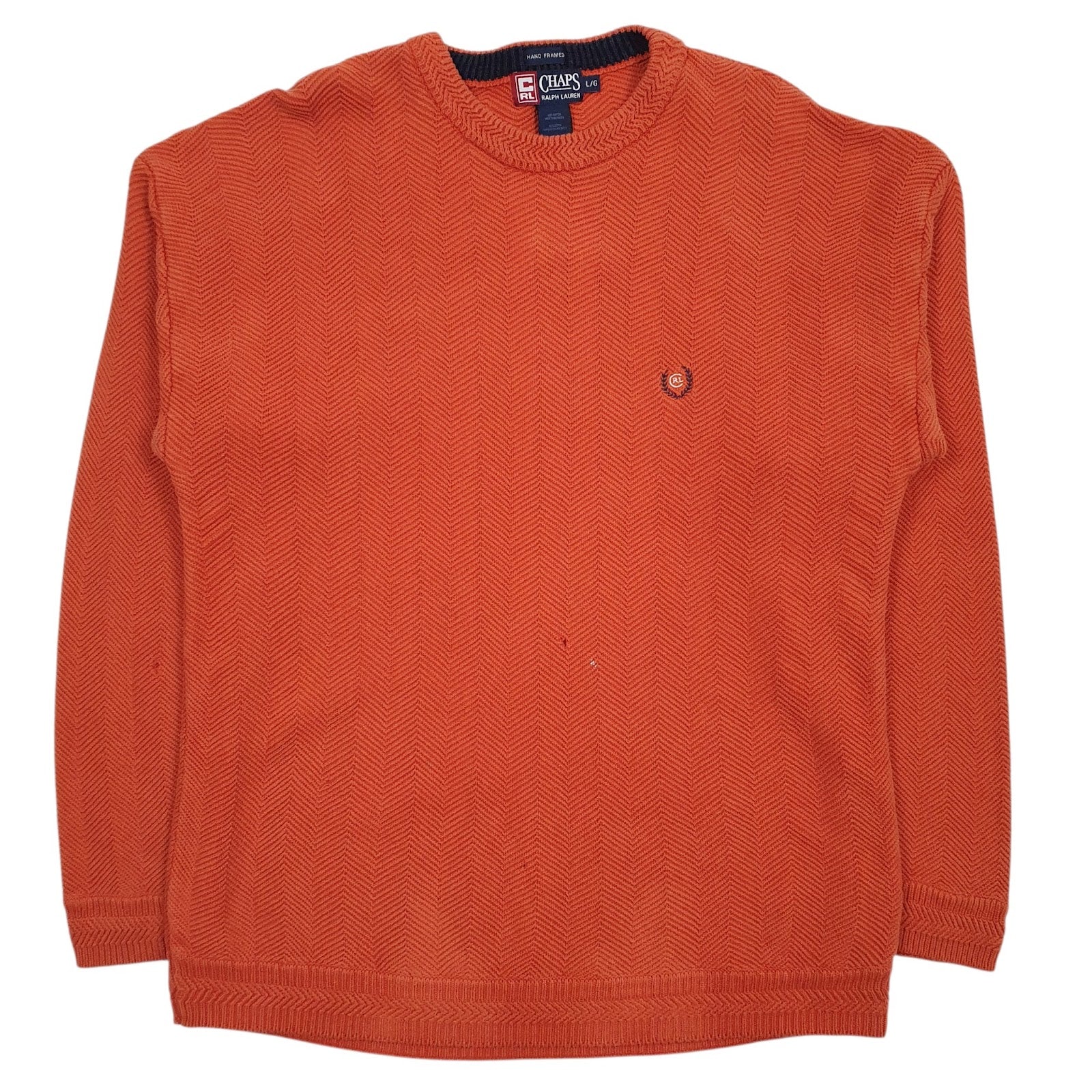 Mens Orange Ralph Lauren Vintage Knitwear Crewneck Jumper