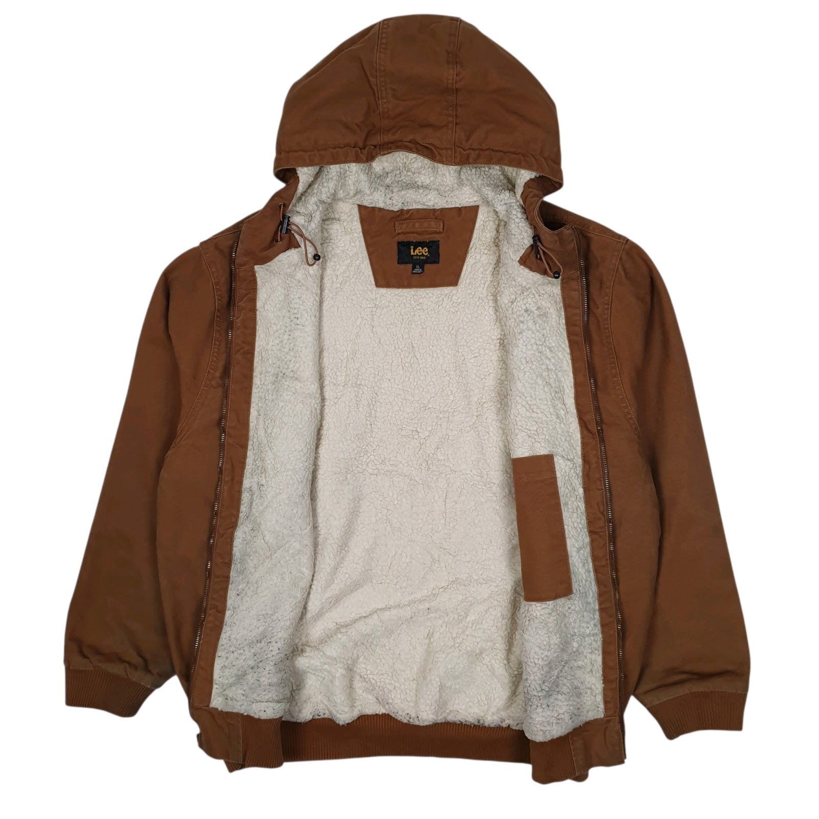 Mens Brown Lee Sherpa Lined Active Hoodie Coat