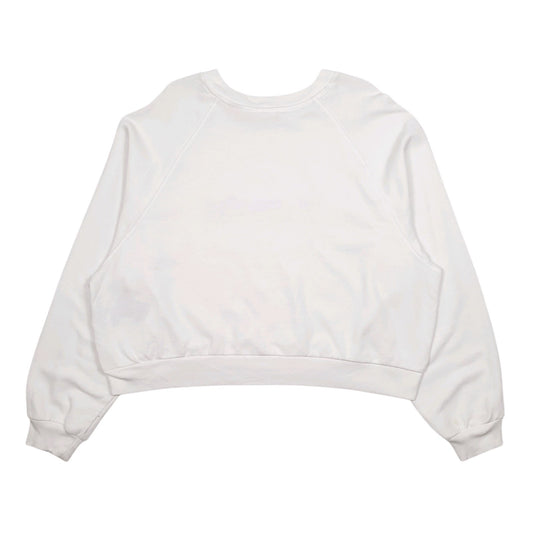 Womens White Levis Crop Top Spellout Crewneck Jumper