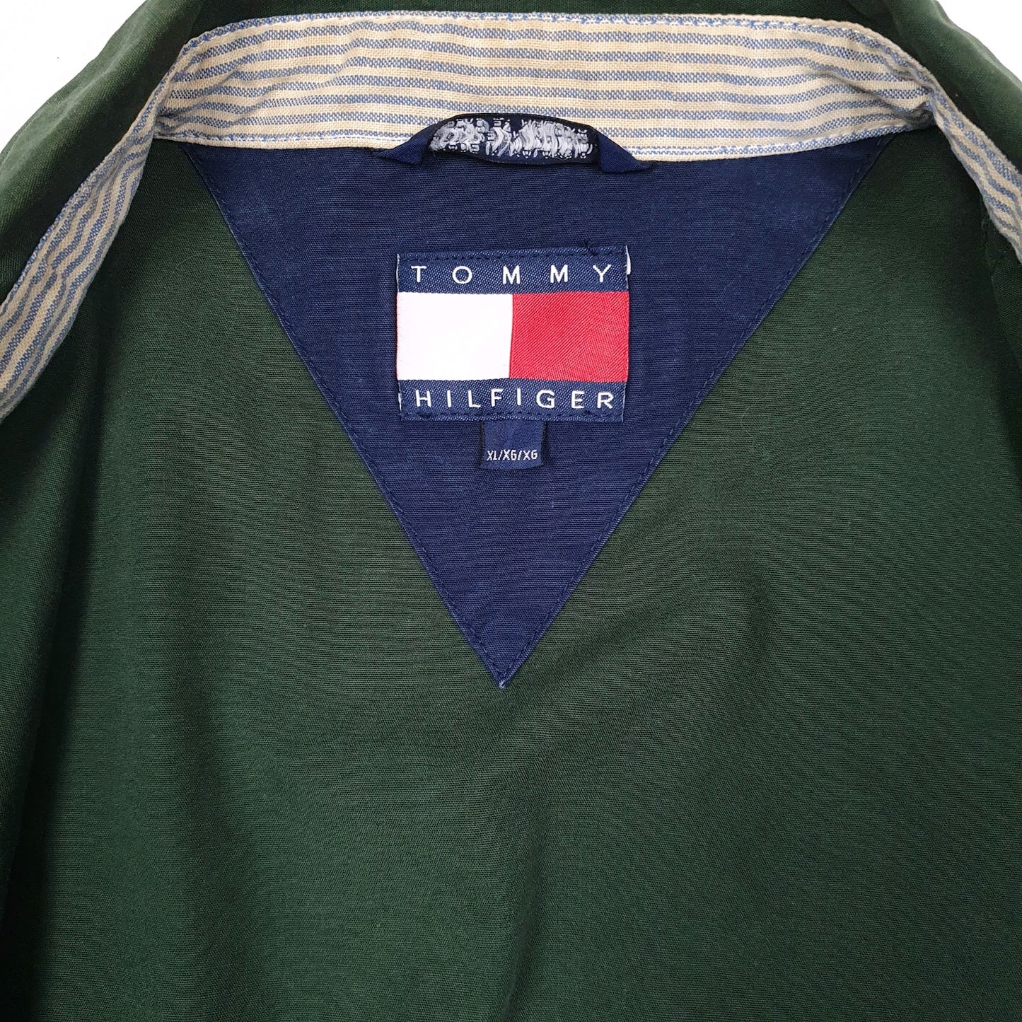 Mens Green Tommy Hilfiger Vintage 90s Bomber Windbreaker  Coat