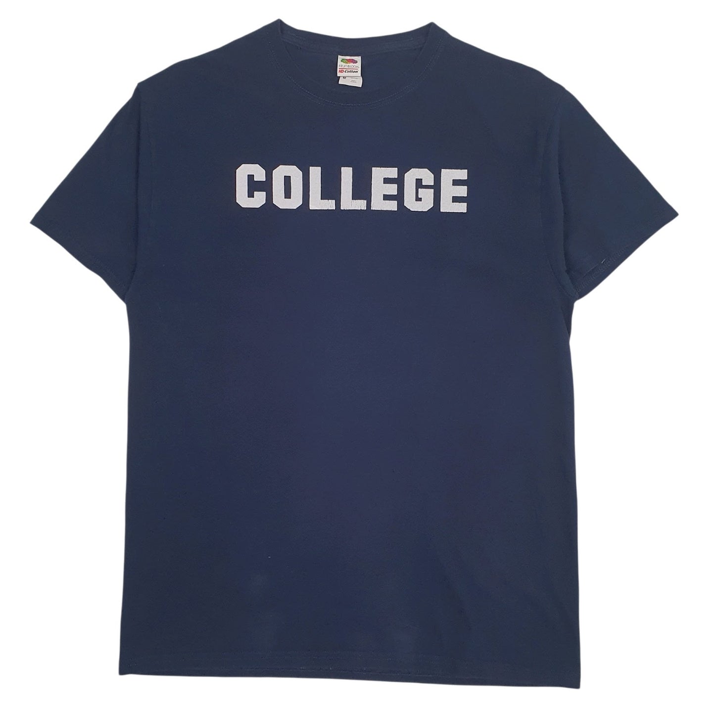 Mens Navy Fruit Of The Loom College Short Sleeve T Shirt