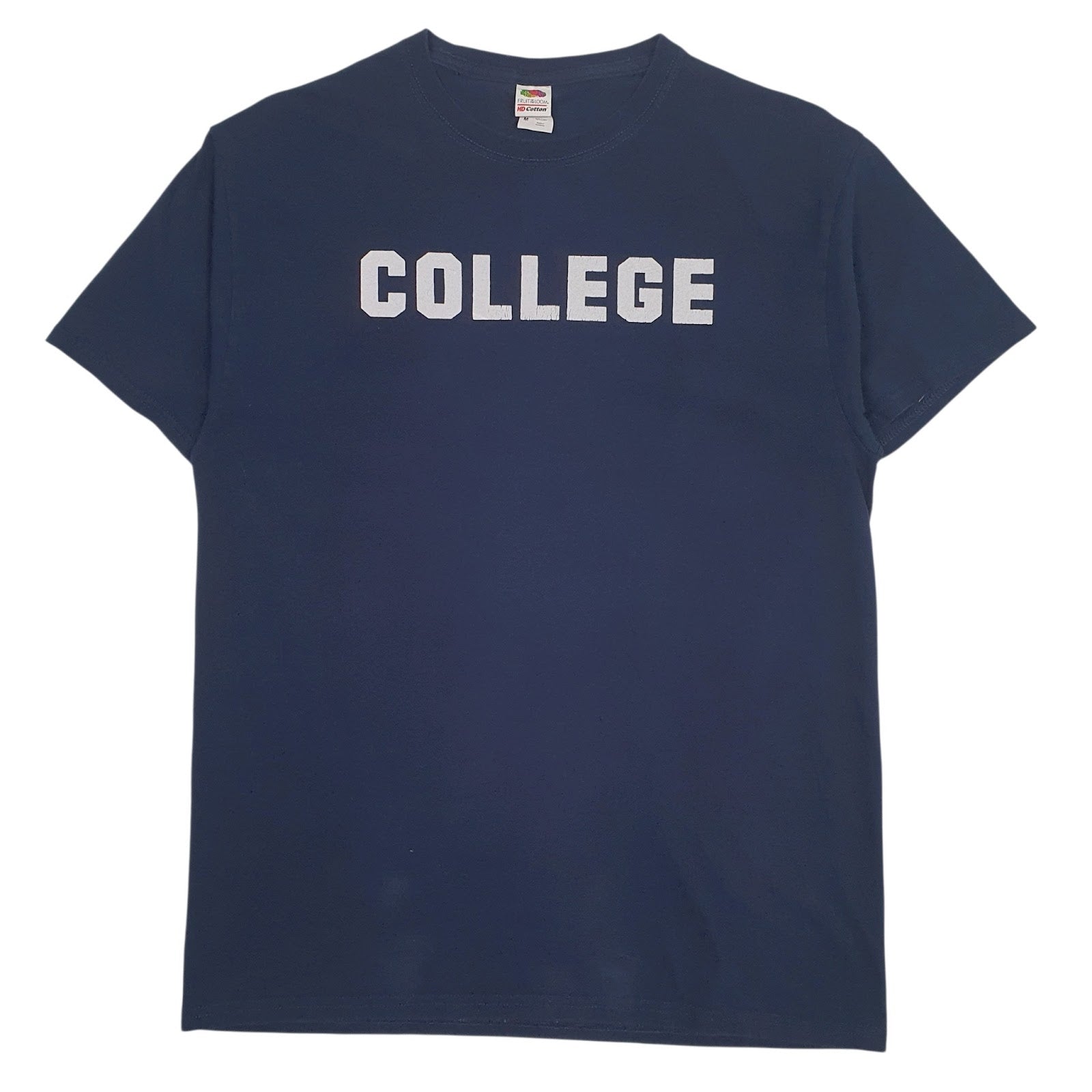 Mens Navy Fruit Of The Loom College Short Sleeve T Shirt