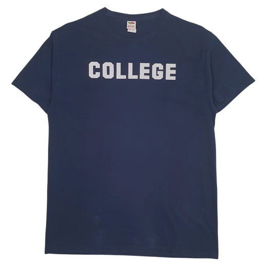 Mens Navy Fruit Of The Loom College Short Sleeve T Shirt