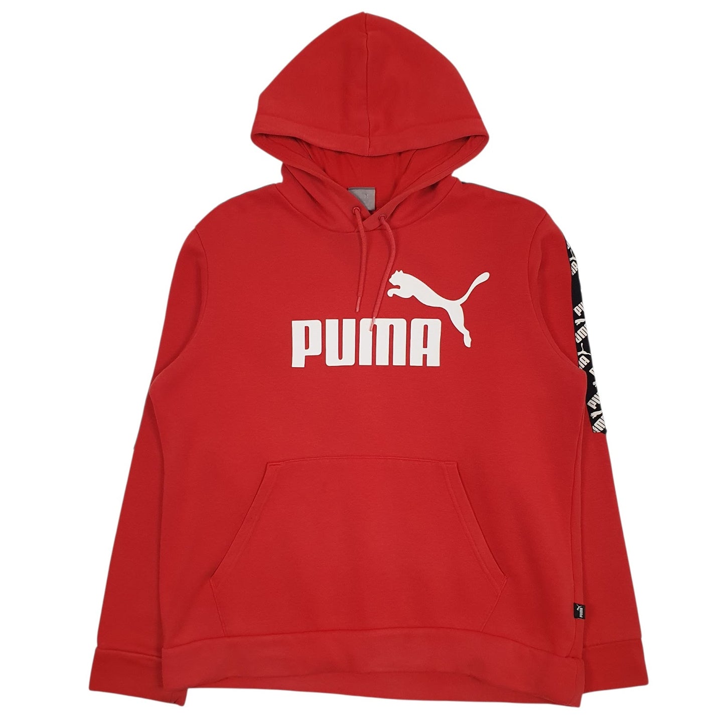 Mens Red Puma Spellout Hoodie Jumper