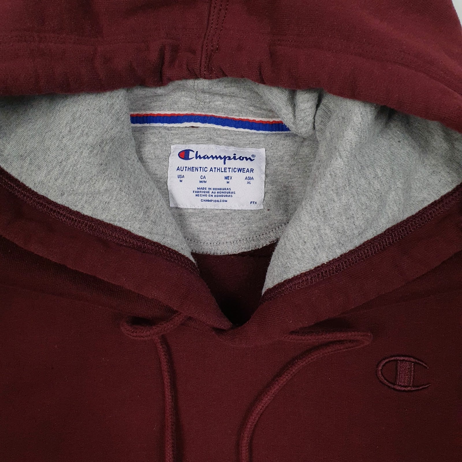 Mens Burgundy Champion  Hoodie Jumper