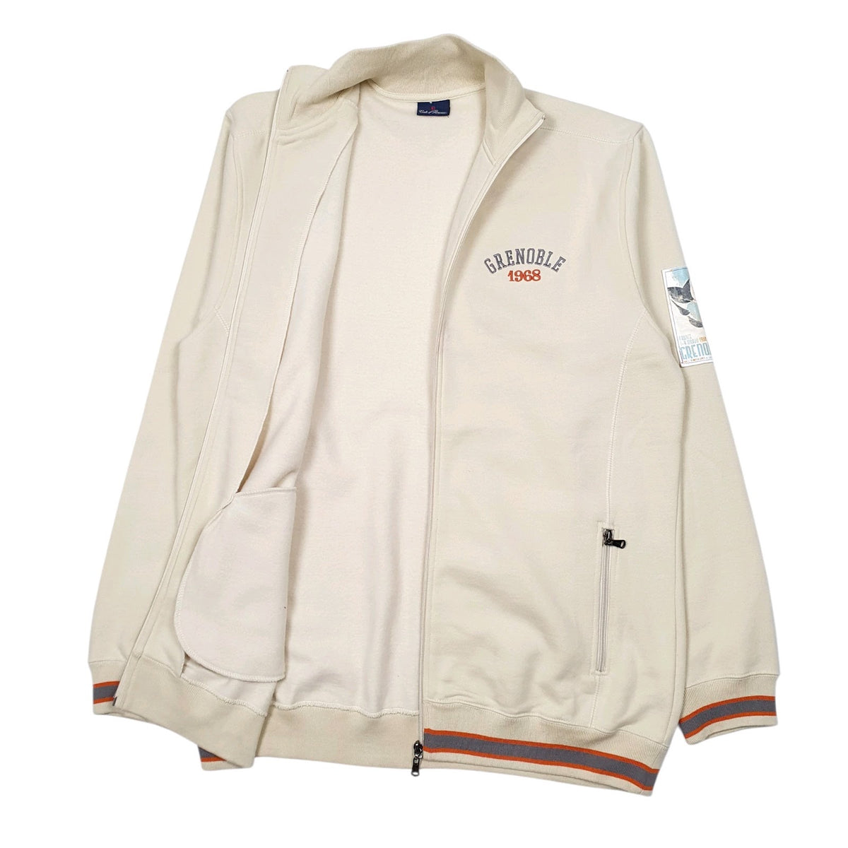Mens Cream Conte Of Florence Grenoble Full Zip Jumper