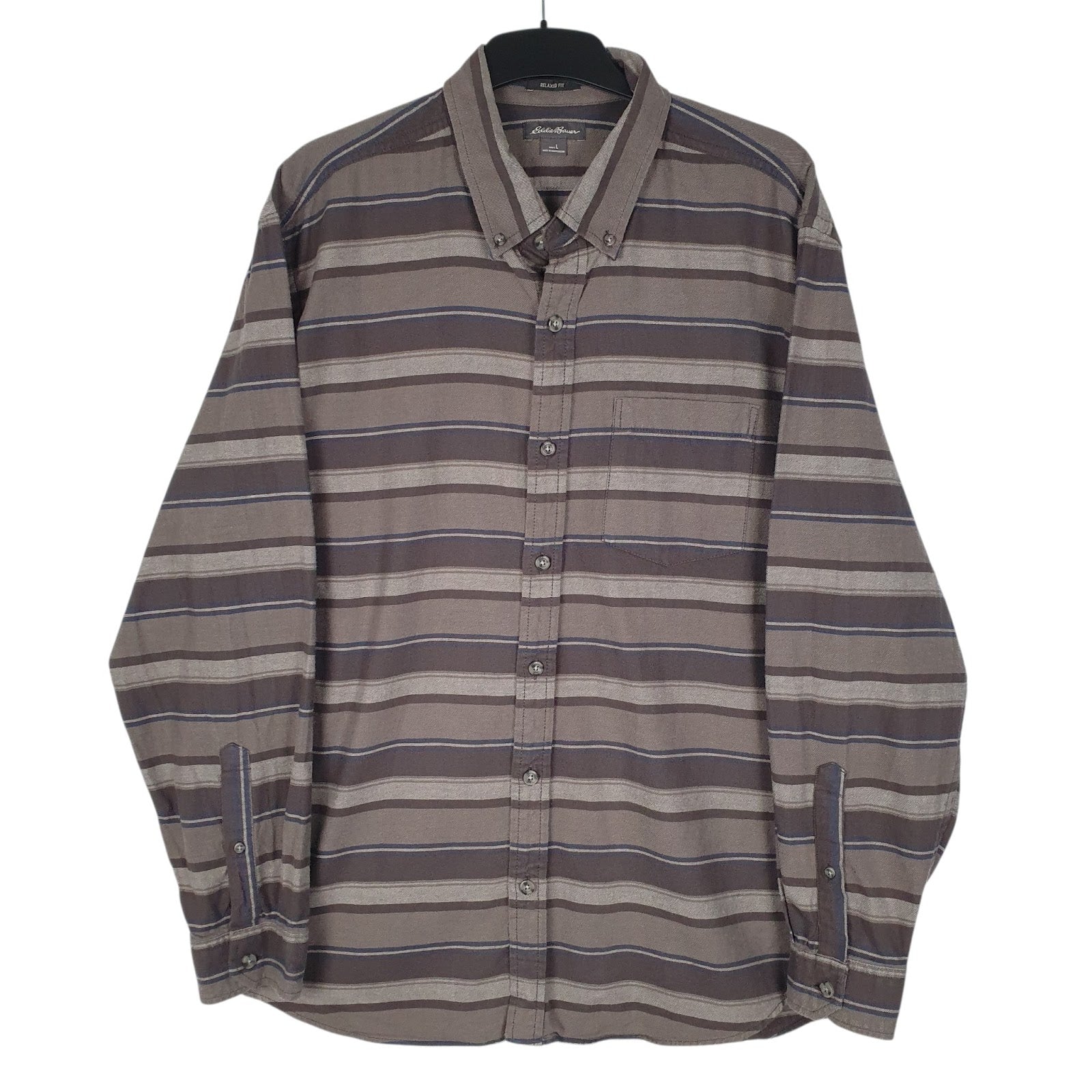 Mens Grey Eddie Bauer Flannel Long Sleeve Shirt