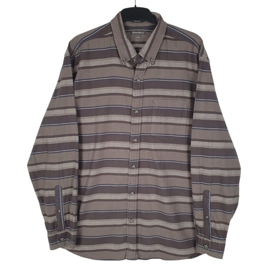 Mens Grey Eddie Bauer Flannel Long Sleeve Shirt
