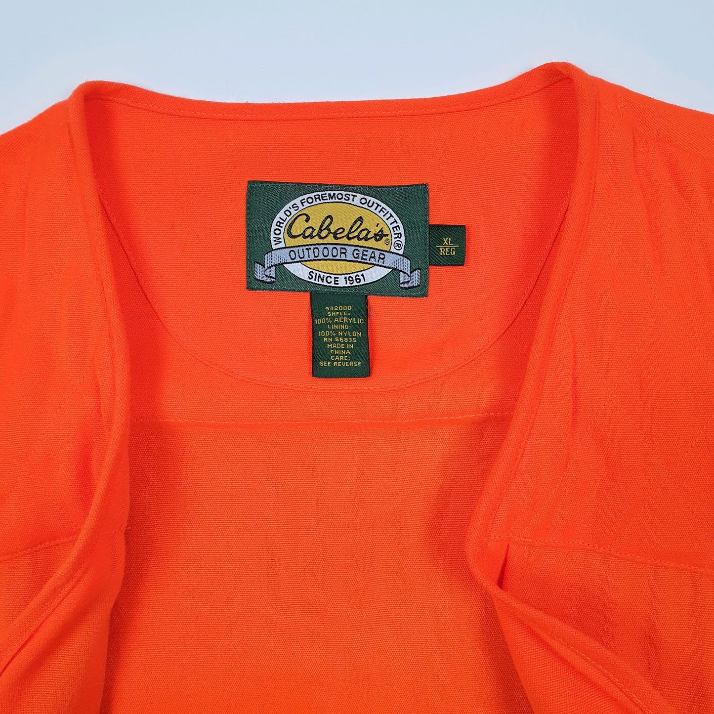Mens Orange Cabelas Hunting Hi Vis Crewneck Coat
