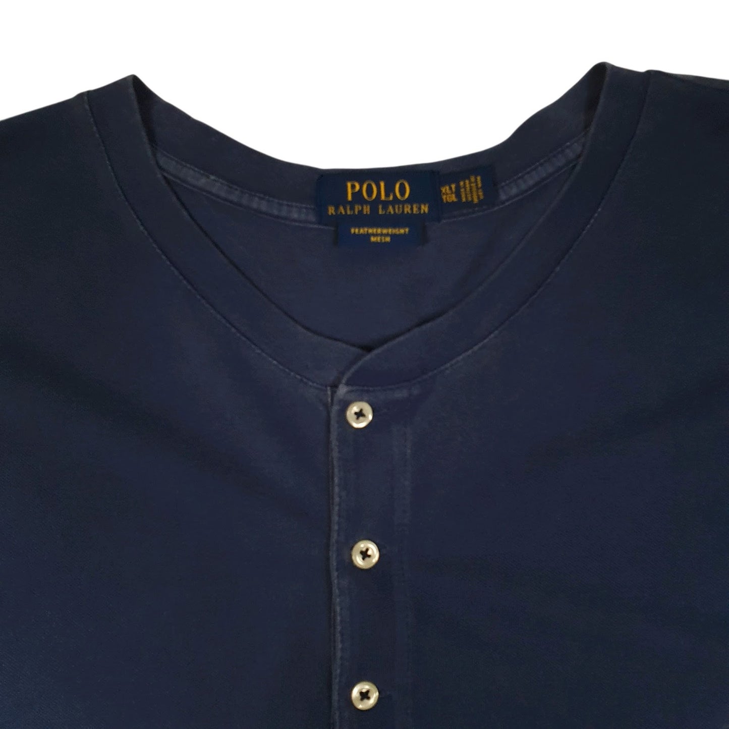Mens Navy Polo Ralph Lauren Featherweight Mesh Henley  T Shirt