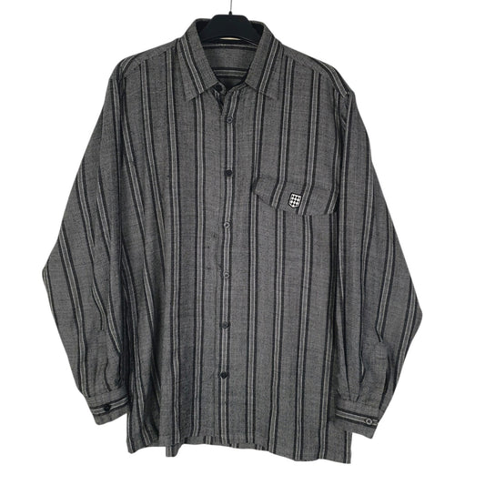 Mens Grey Black Pia Flannel Long Sleeve Shirt