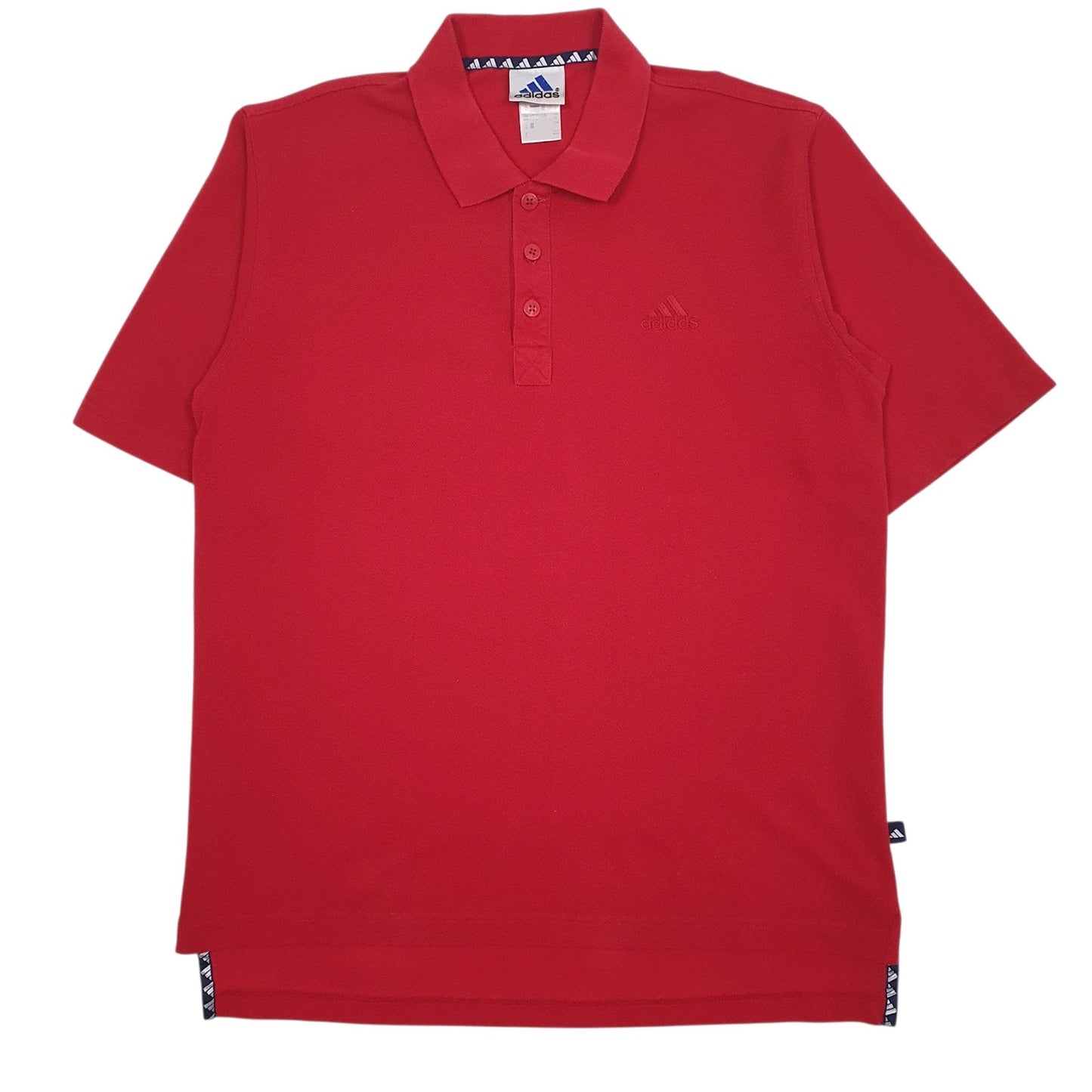 Mens Red Adidas Vintage 90s Short Sleeve Polo Shirt