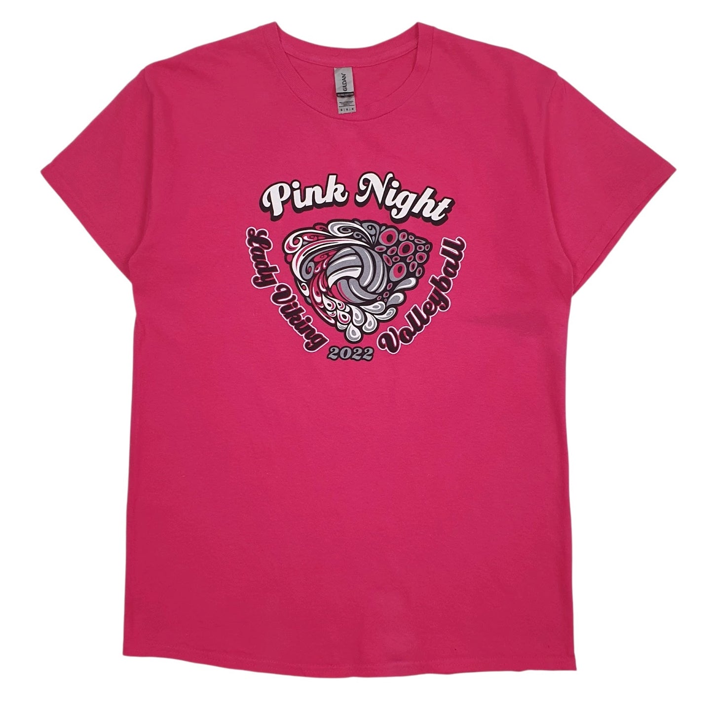 Mens Pink Gildan Pink Night Volleyball Short Sleeve T Shirt