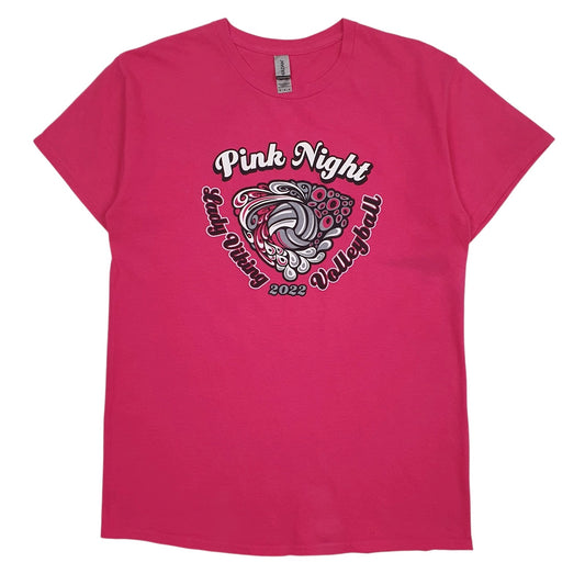Mens Pink Gildan Pink Night Volleyball Short Sleeve T Shirt