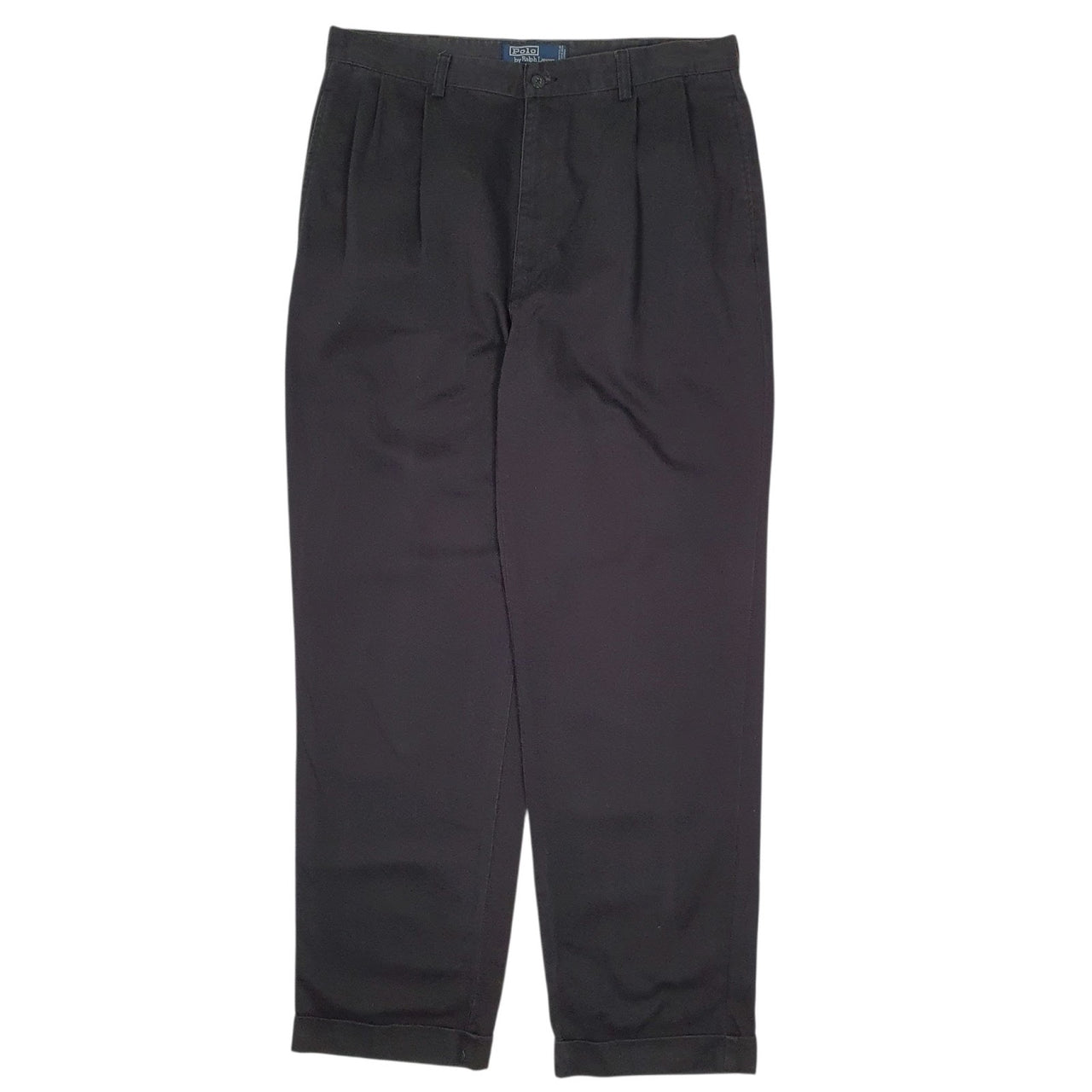 Mens Black Polo Ralph Lauren Hammond Pant Double Pleated Vintage 90s Chino Trousers