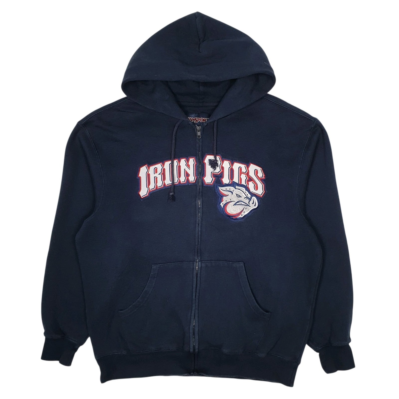 Mens Navy Jansport Hoodie Iron Pigs Full Zip Jumper