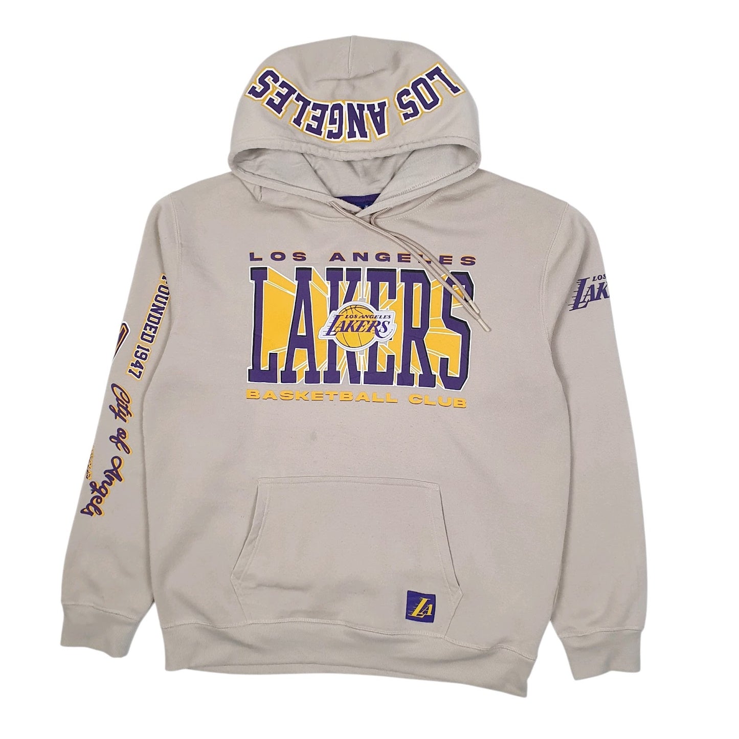 Mens Beige NBA LA Lakers Hoodie Jumper