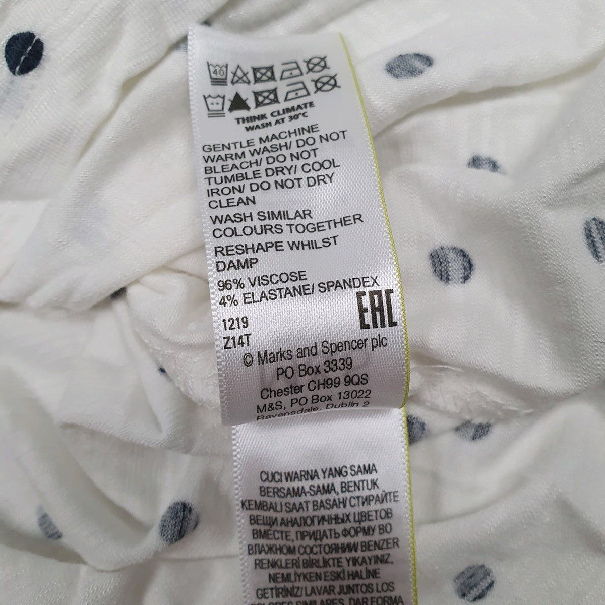 Womens White M&S Polka Dot Low Cut  T Shirt
