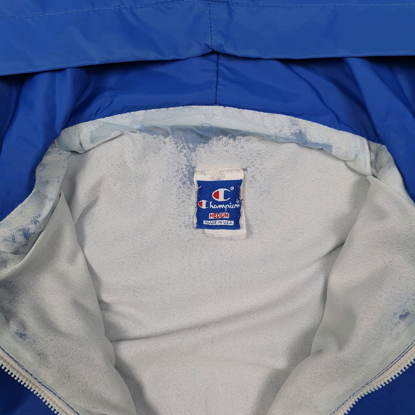 Mens Blue Champion Vintage 1980s Made In USA Pullover Hoodie  Coat
