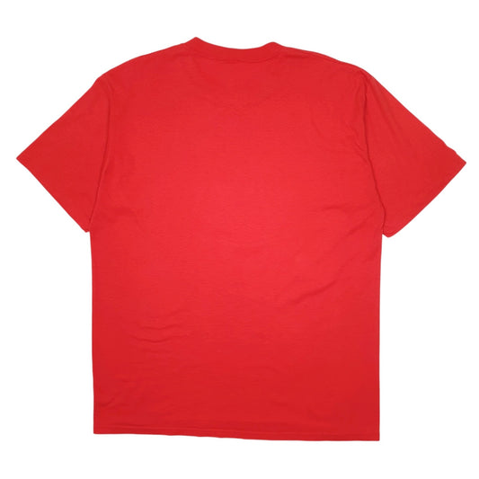 Mens Red Jerzees Vintage 90s Made In USA Peer Scene Theatre Cardigan T Shirt