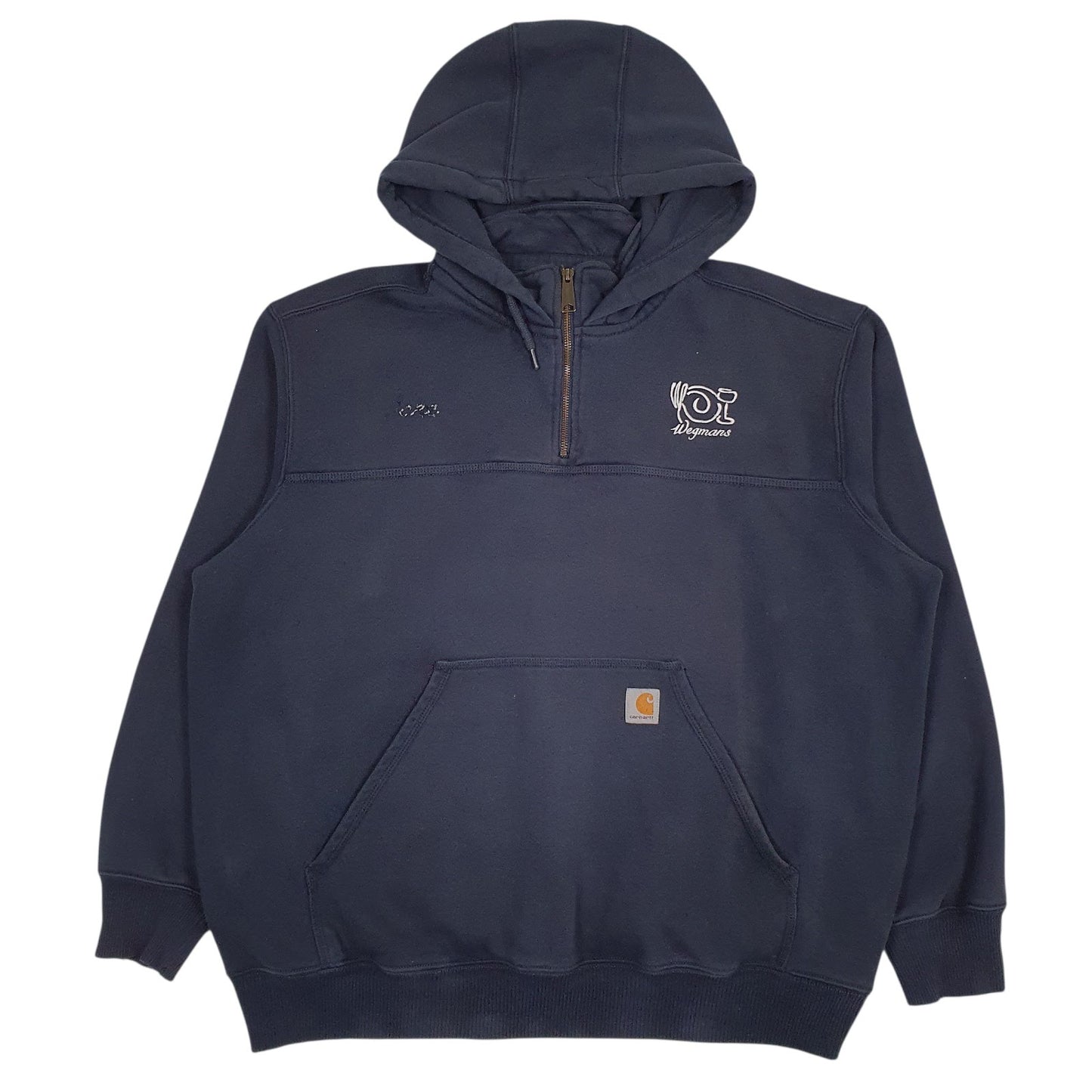 Mens Navy Carhartt Hooded Quarter Zip Jumper