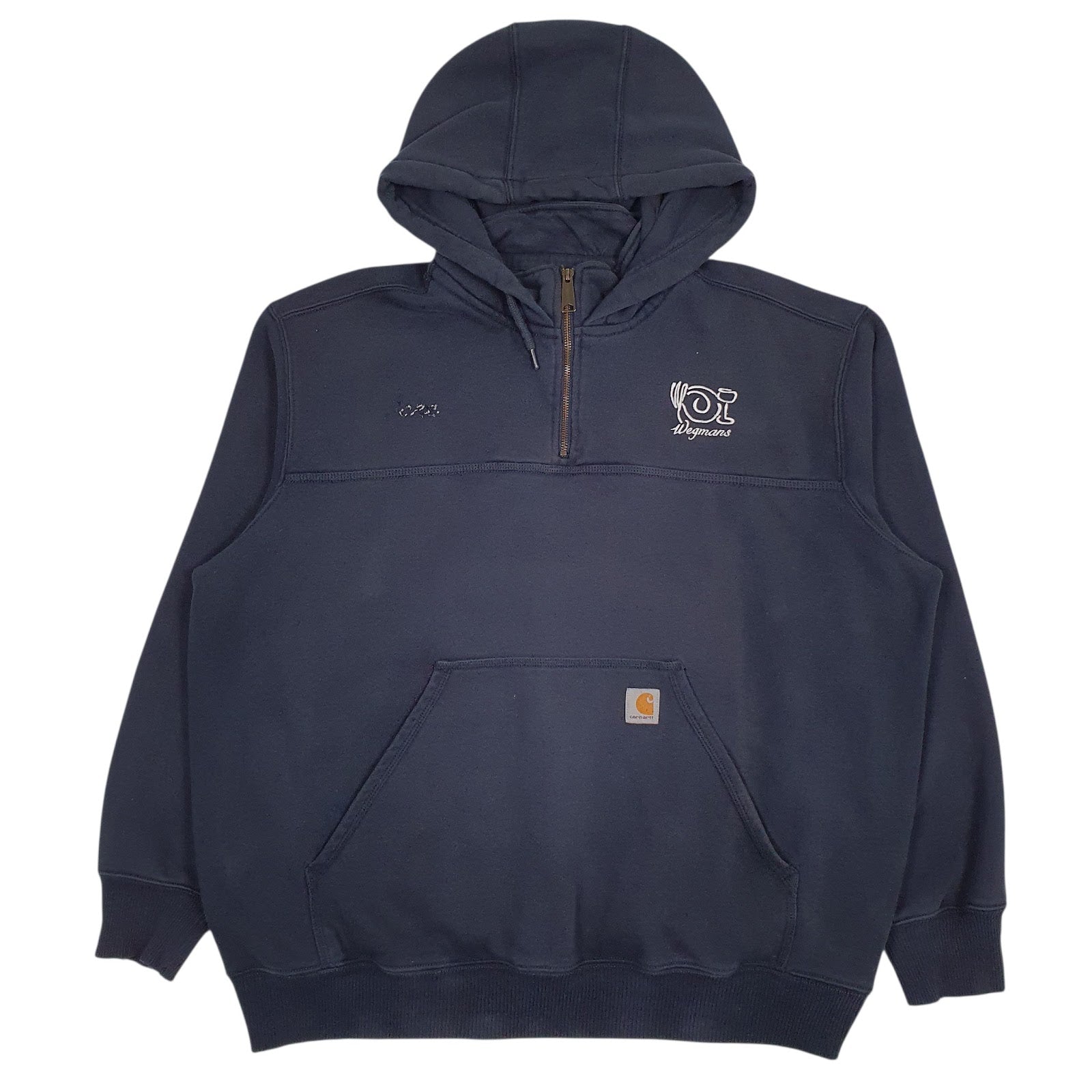 Mens Navy Carhartt Hooded Quarter Zip Jumper