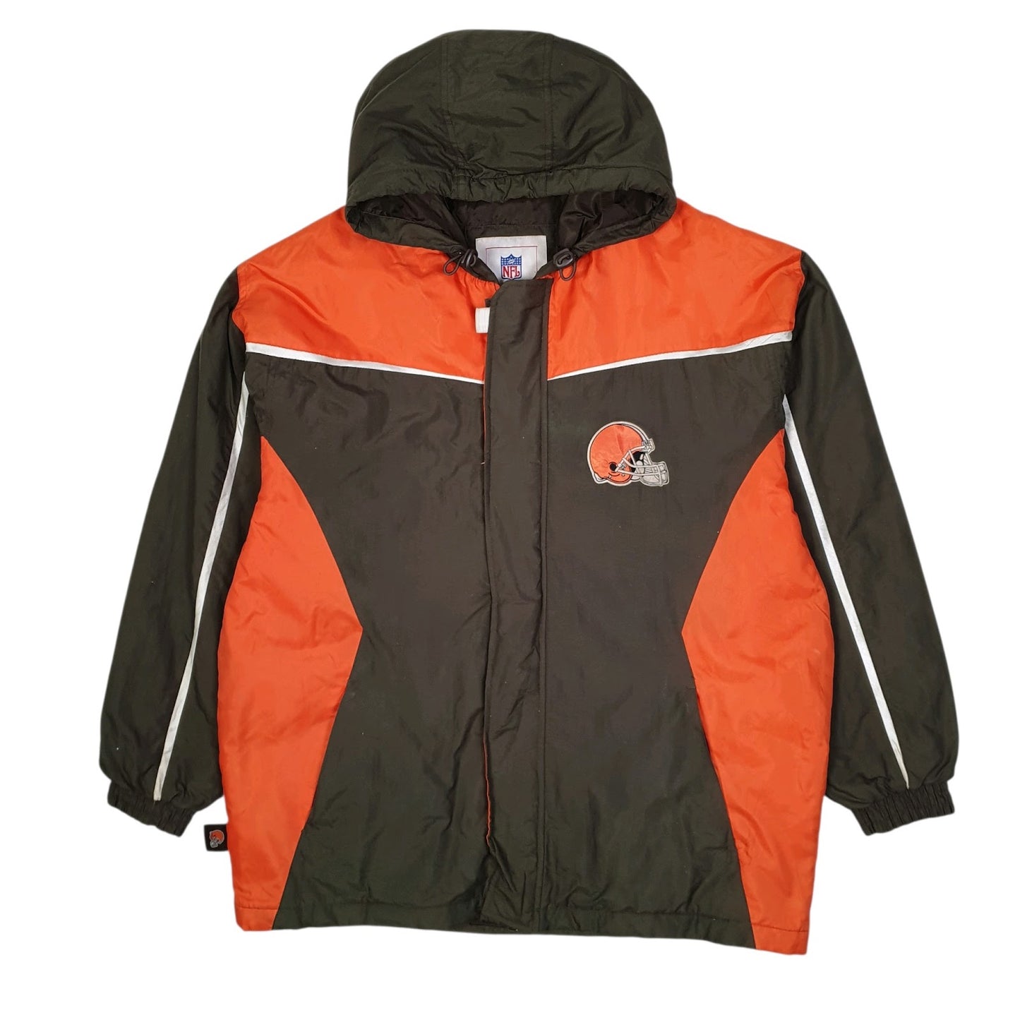 Mens Brown NFL Cleveland Browns Windbreaker Crewneck Coat