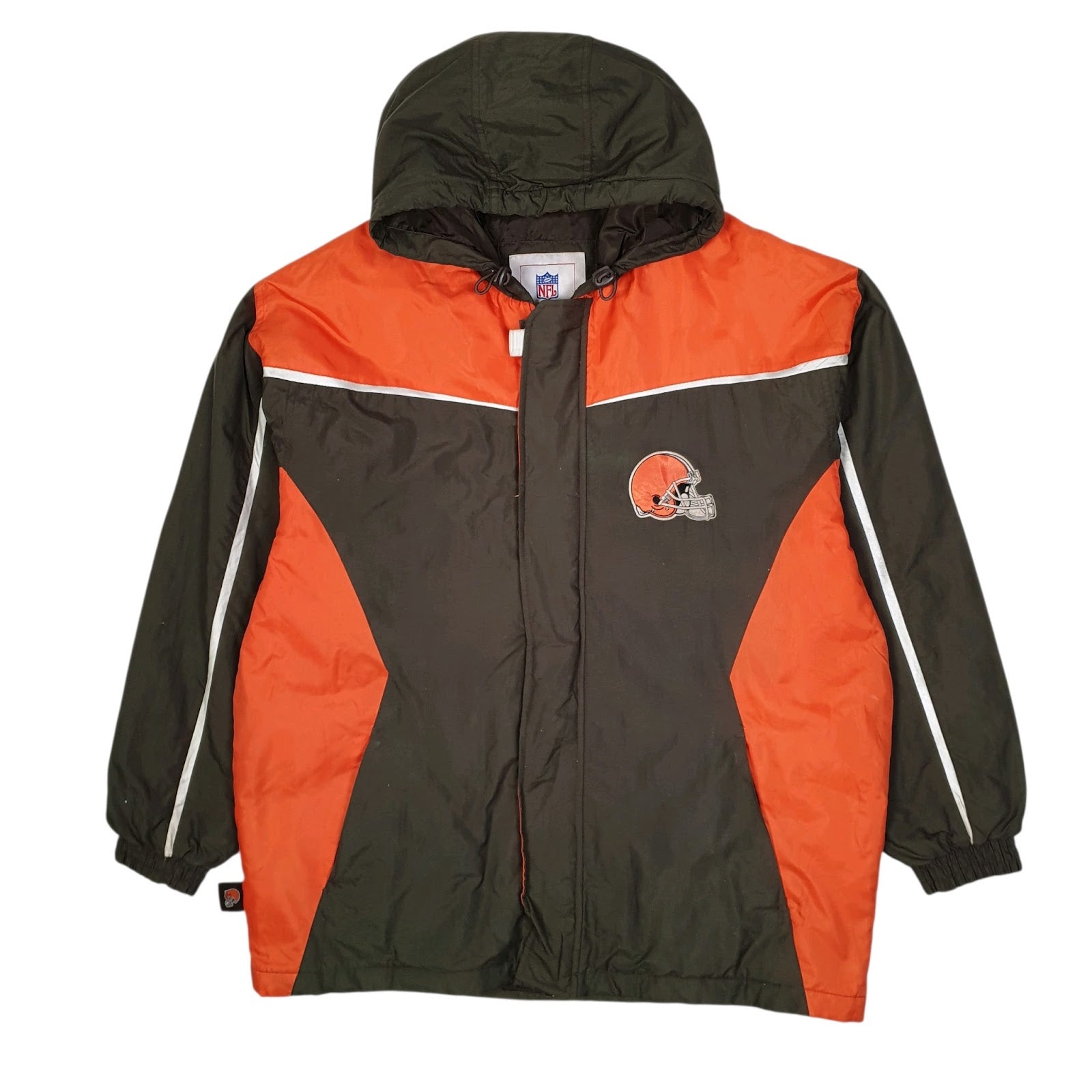 Mens Brown NFL Cleveland Browns Windbreaker Crewneck Coat