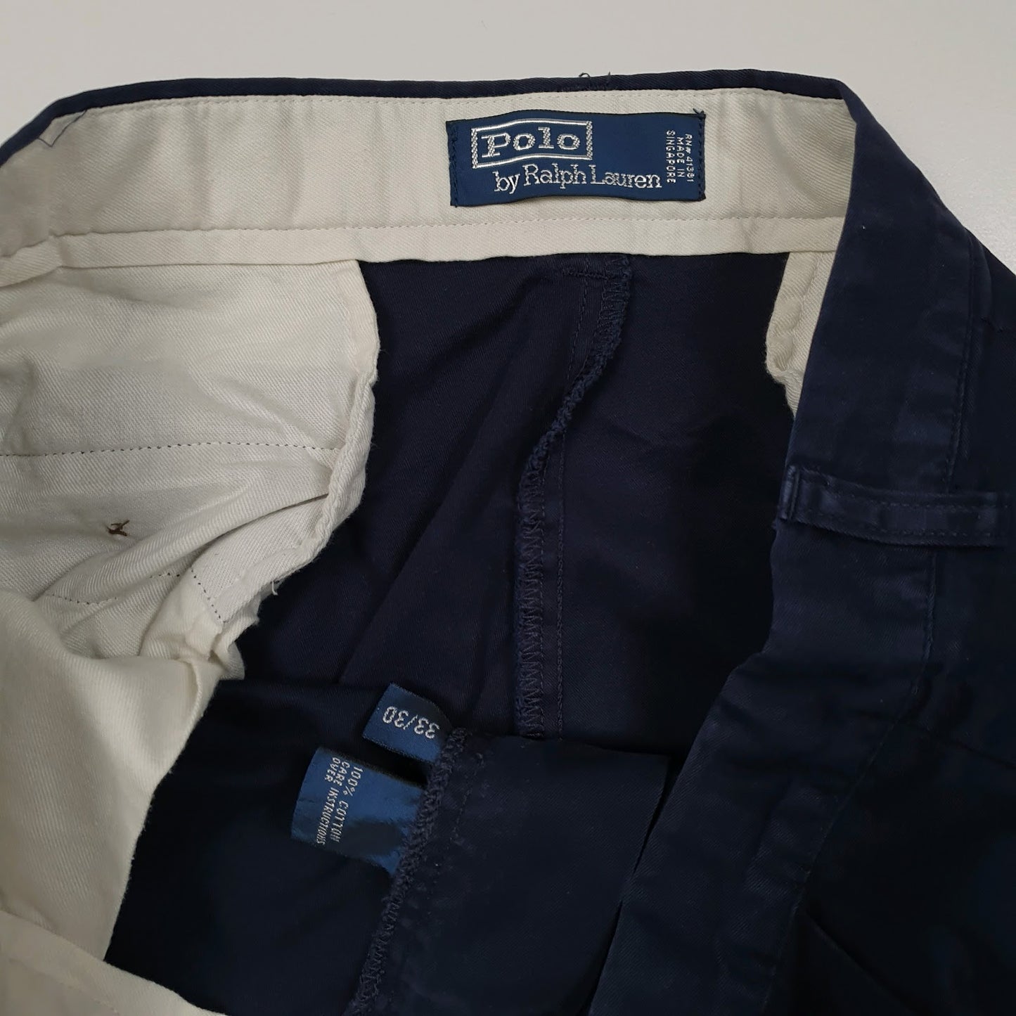 Mens Navy Polo Ralph Lauren Pleated  Trousers