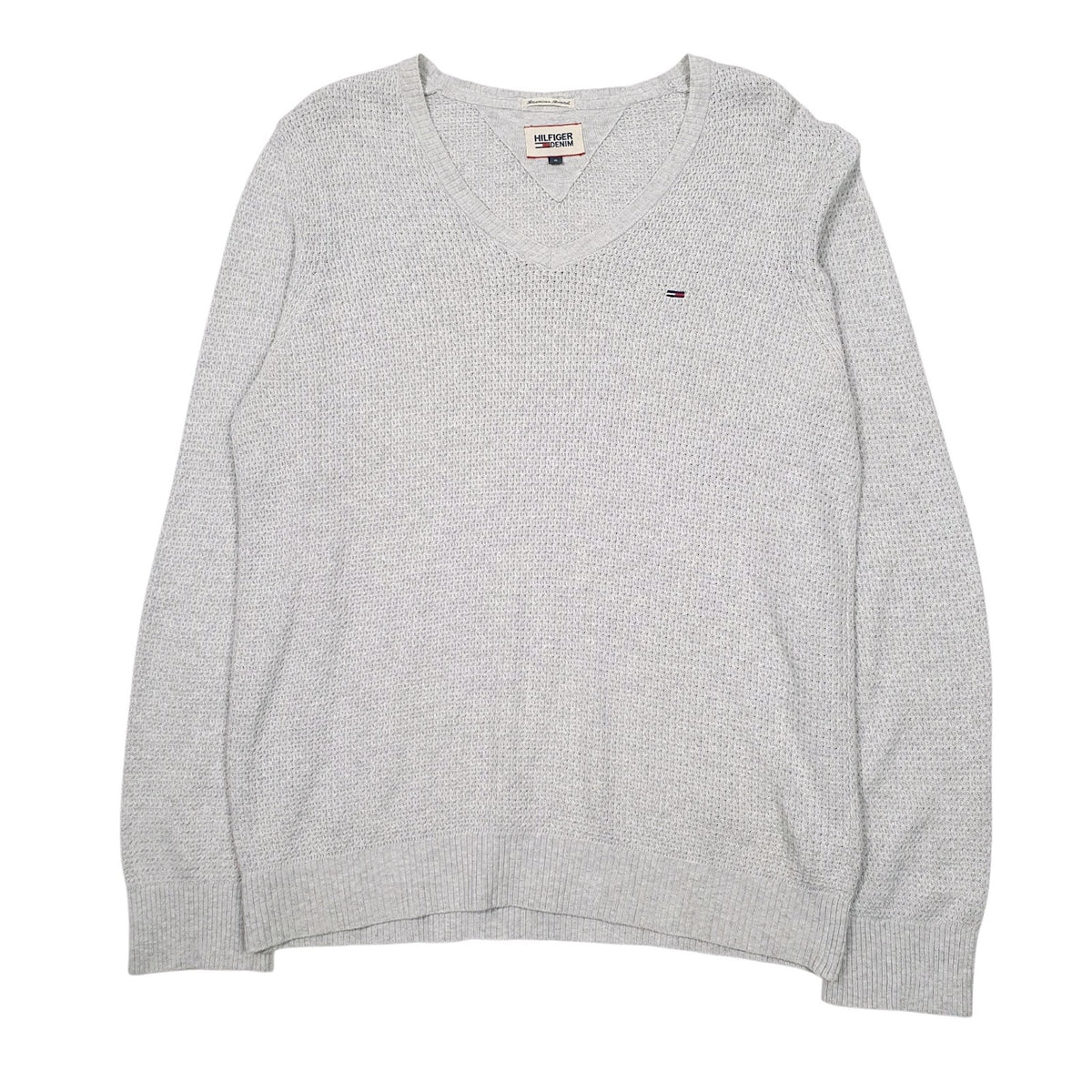 Mens Grey Tommy Hilfiger Knit V Neck Jumper