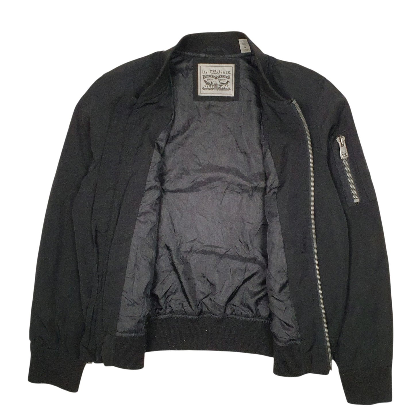 Womens Black Levis Bomber Military Crewneck Coat
