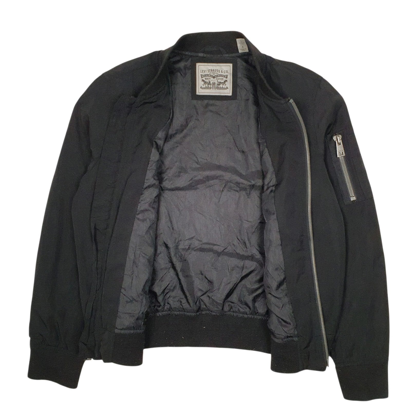 Womens Black Levis Bomber Military Crewneck Coat