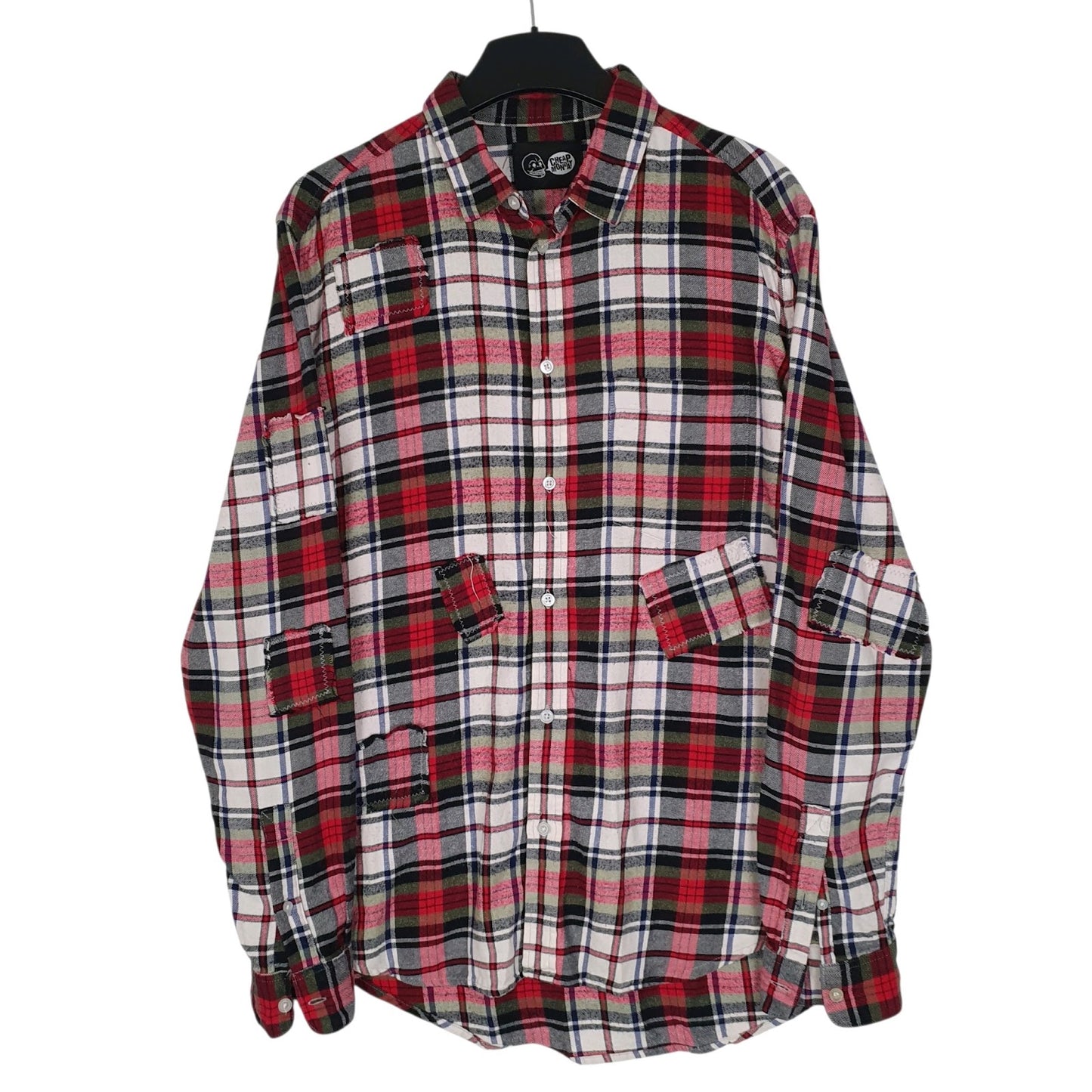 Mens Red Cheap Monday Plaid Flannel Long Sleeve Shirt