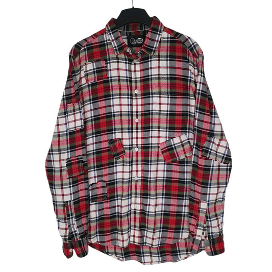 Mens Red Cheap Monday Plaid Flannel Long Sleeve Shirt