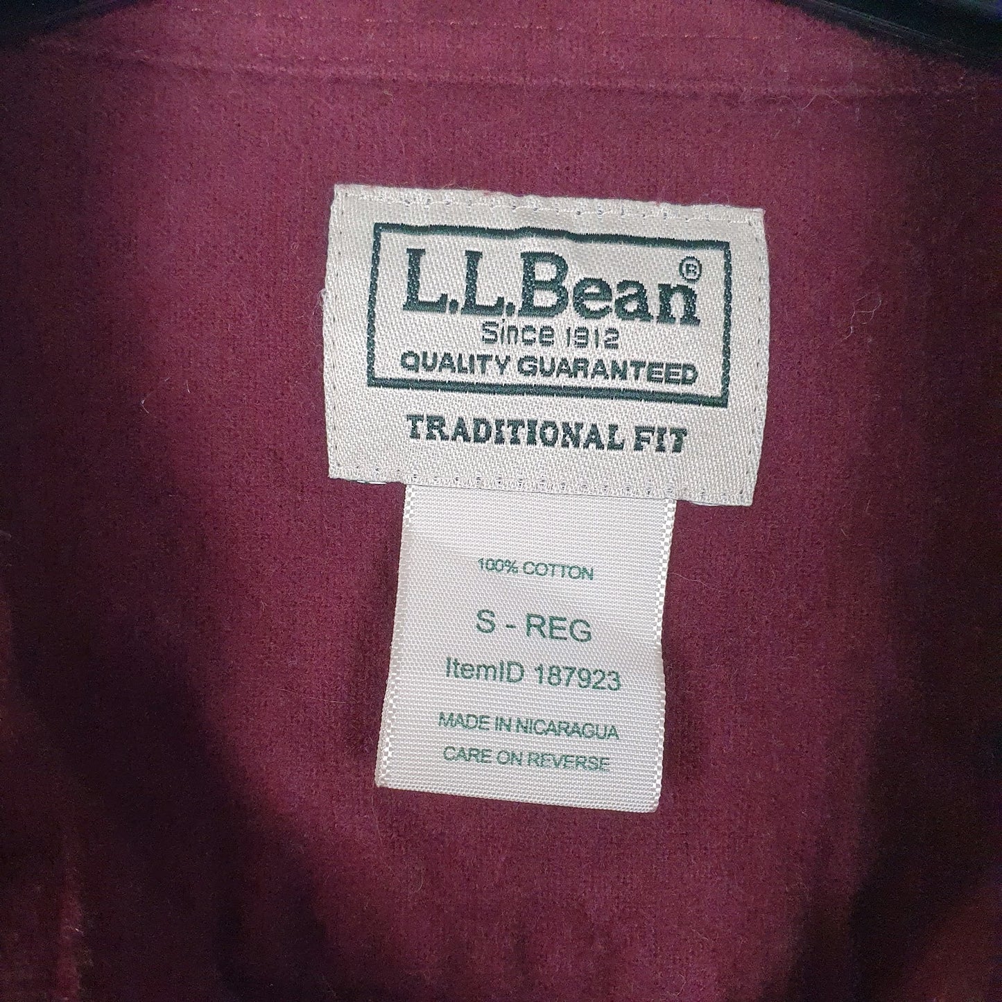 Mens Burgundy L.L.Bean Chamois  Shirt