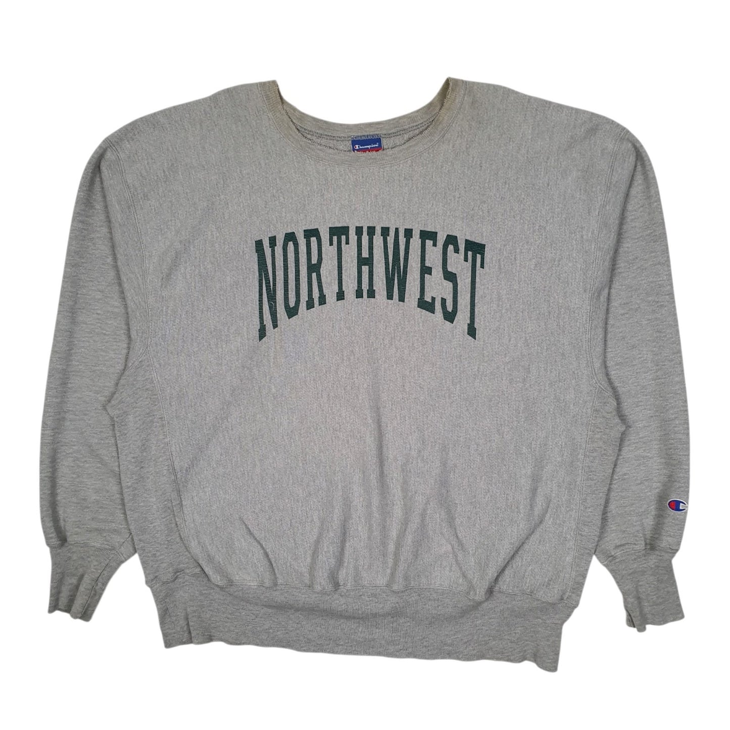 Mens Grey Champion Northwest Vintage 00s Reverse Weave Crewneck Jumper
