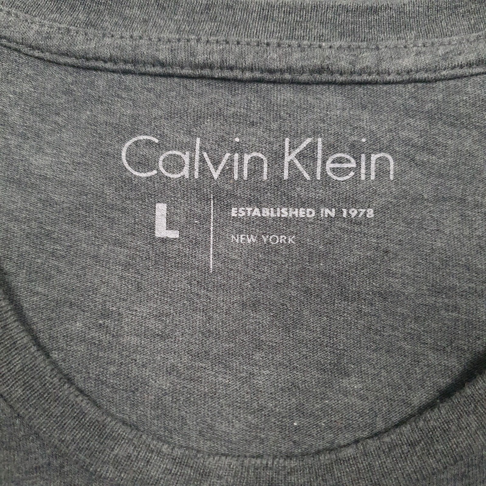 Mens Grey Calvin Klein Spellout  T Shirt