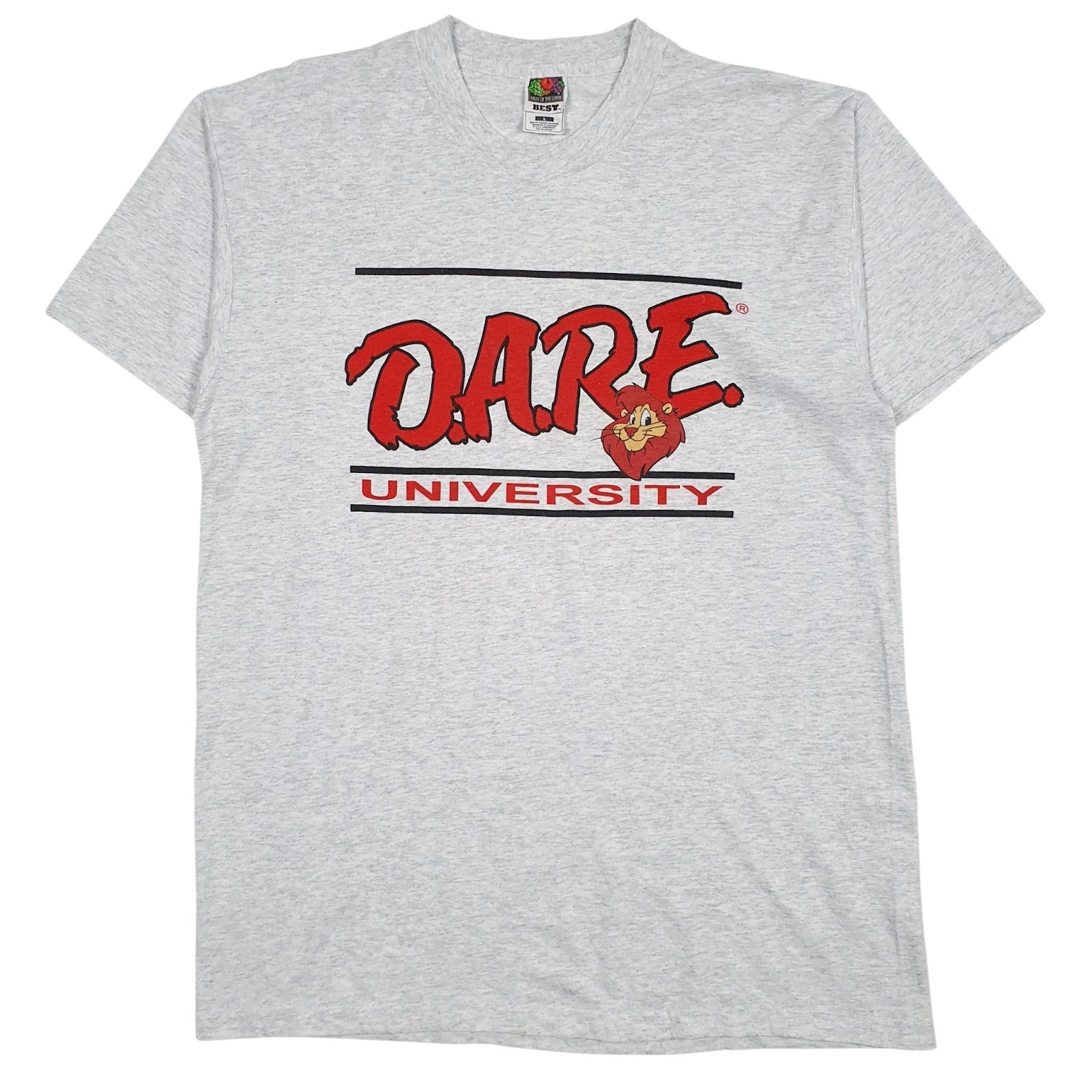 Mens Grey Fruit Of The Loom D.A.R.E University Short Sleeve T Shirt