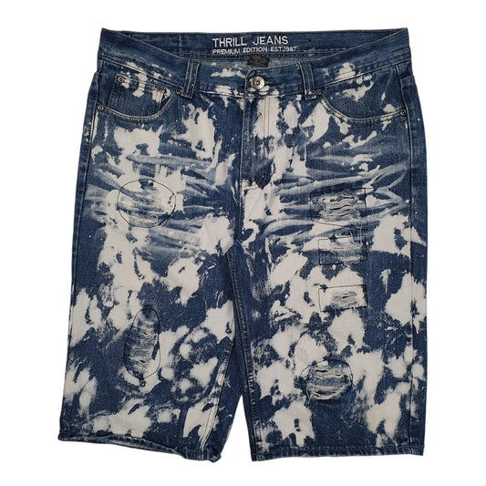 Mens Blue Thrill Jeans Acid Wash Denim Shorts