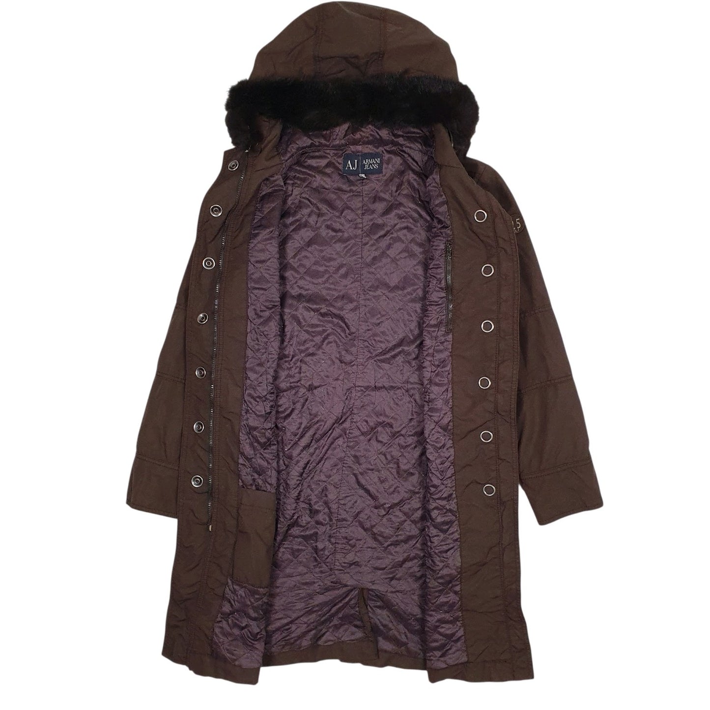 Womens Brown Armani Jeans Trench Longline Padded  Coat