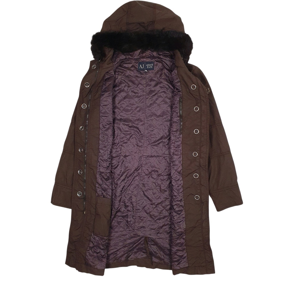 Womens Brown Armani Jeans Trench Longline Padded  Coat