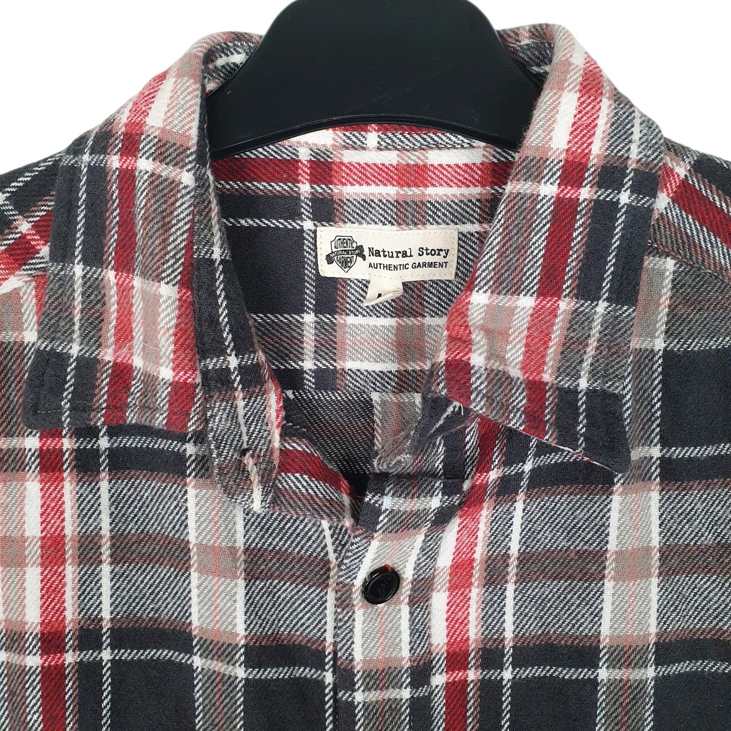 Mens Grey Natural Story Flannel Plaid  Shirt