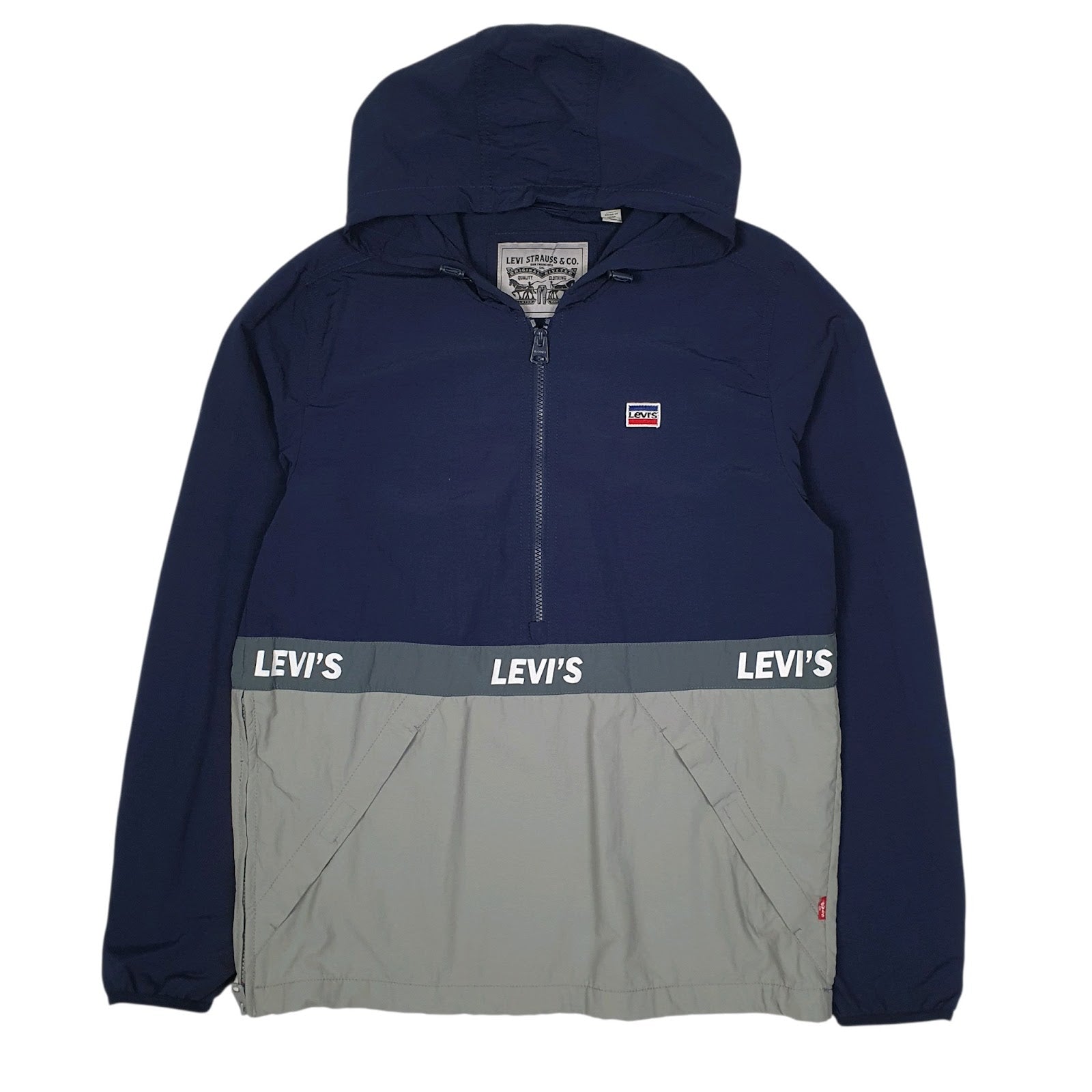 Mens Navy Levis Pullover Hoodie  Coat