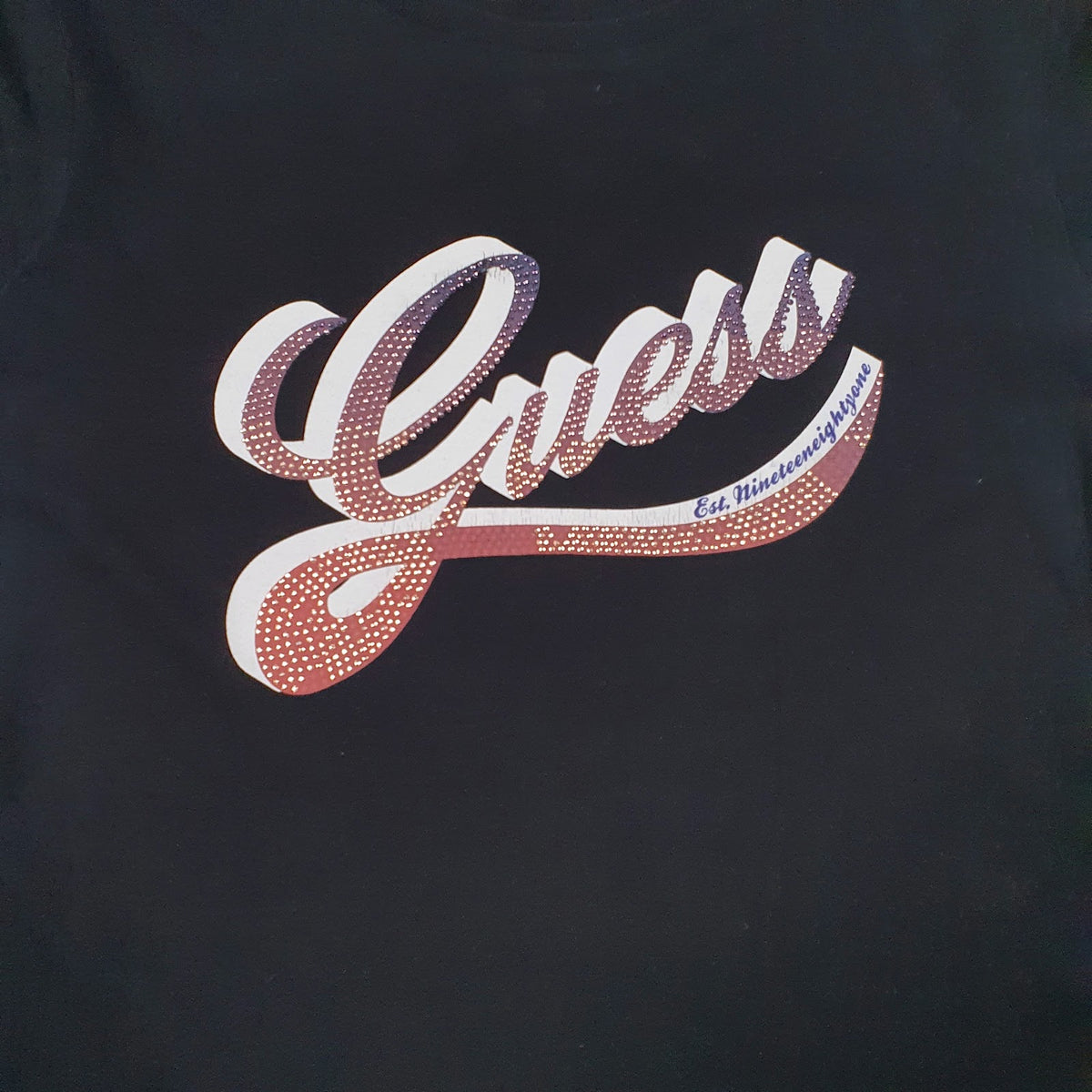 Womens Black Guess Spellout  T Shirt